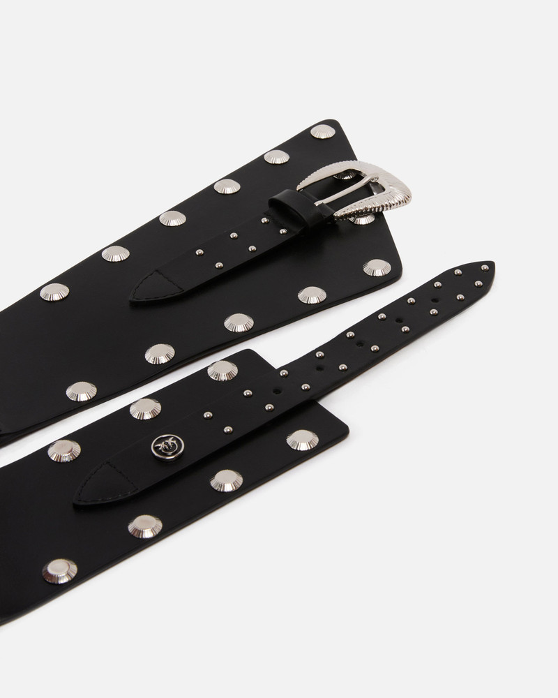 LEATHER BELT WITH STUDS AND STRAP, 15 CM 3