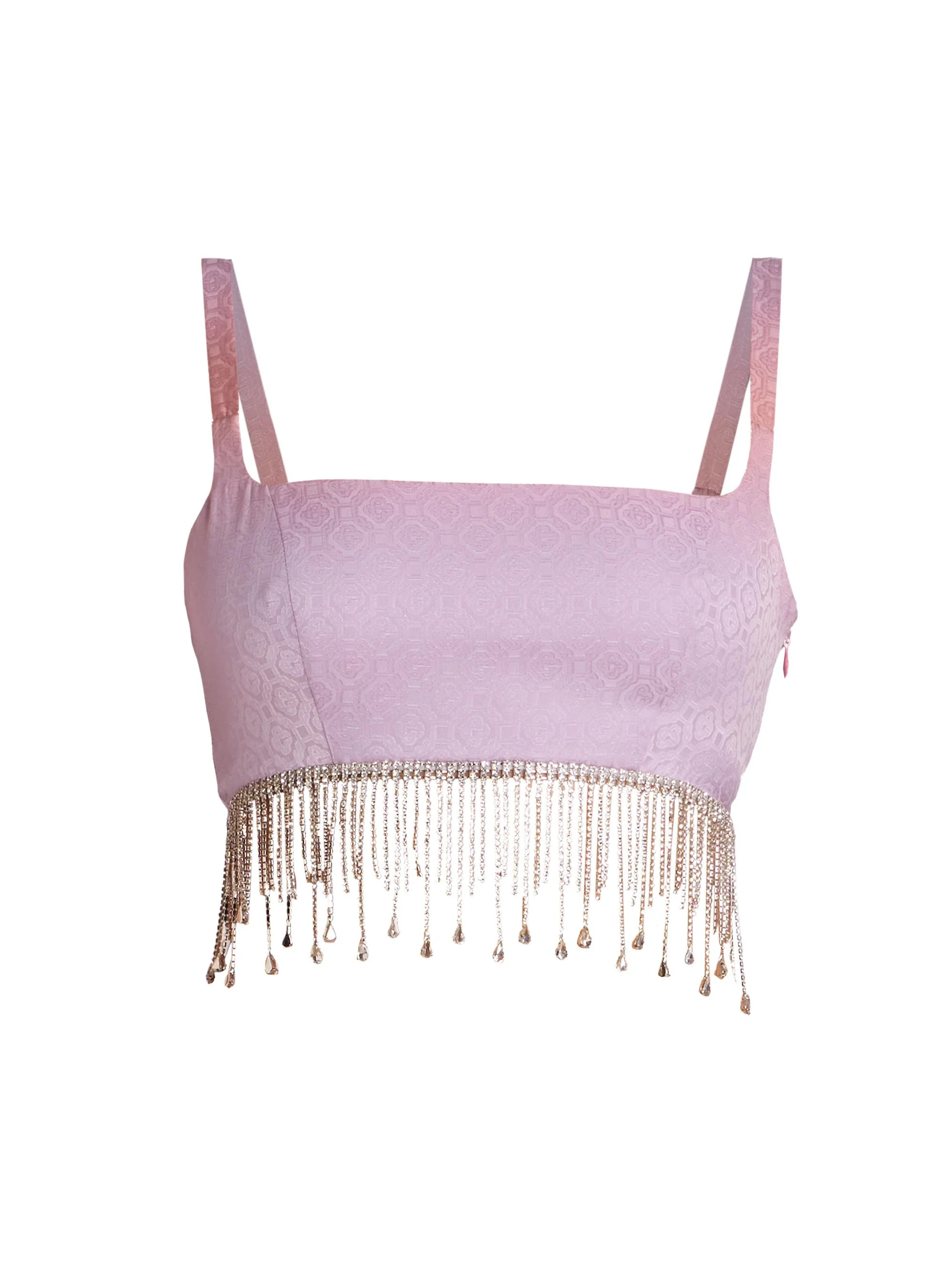Women's Diamonte Fringe Silk Crop Top - Gradient - 1