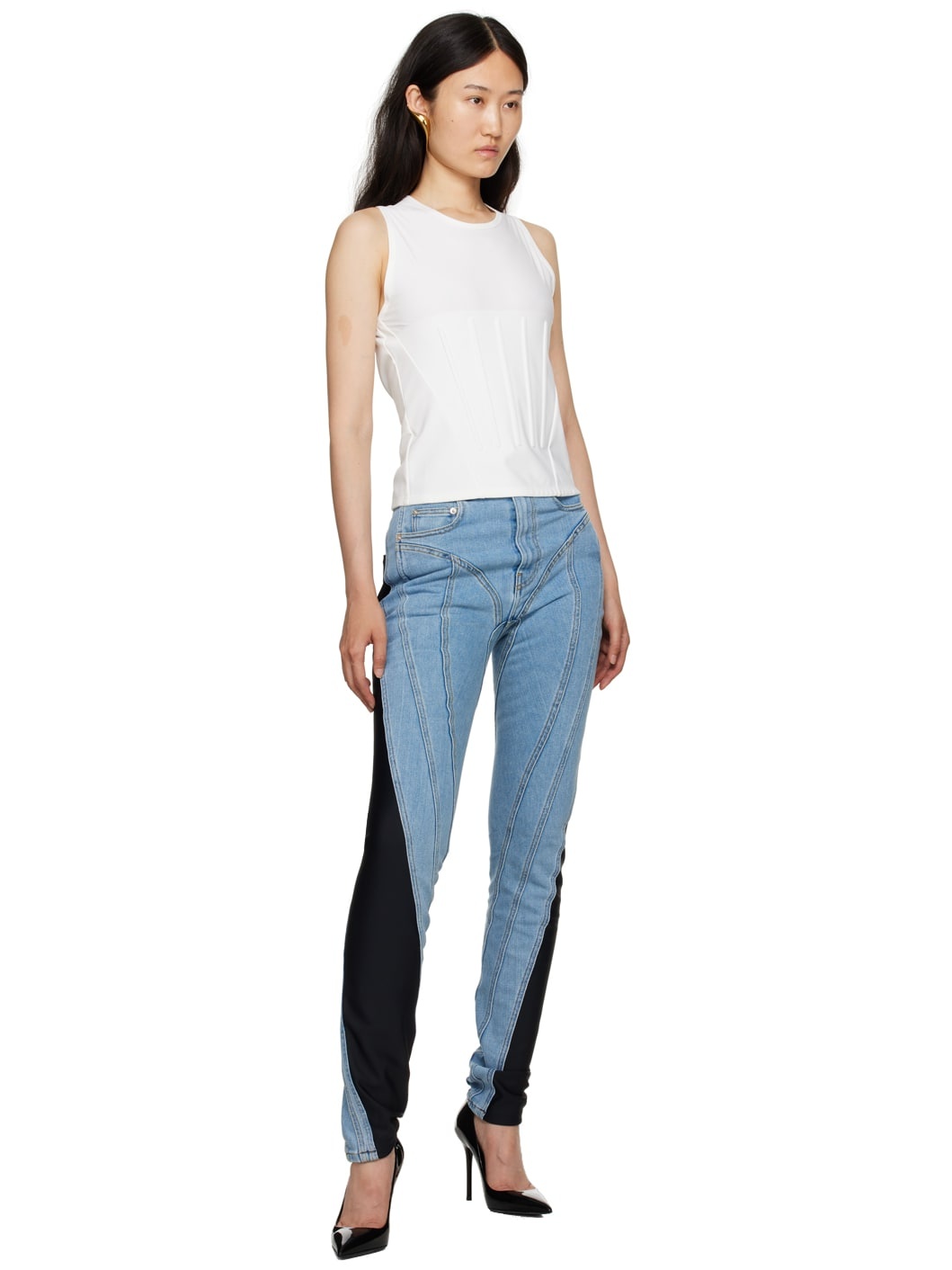 White Embossed Tank Top - 4