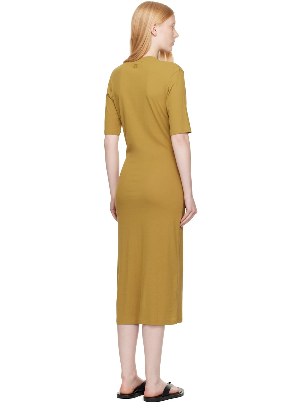 Khaki Cotton Short Sleeve Maxi Dress - 3