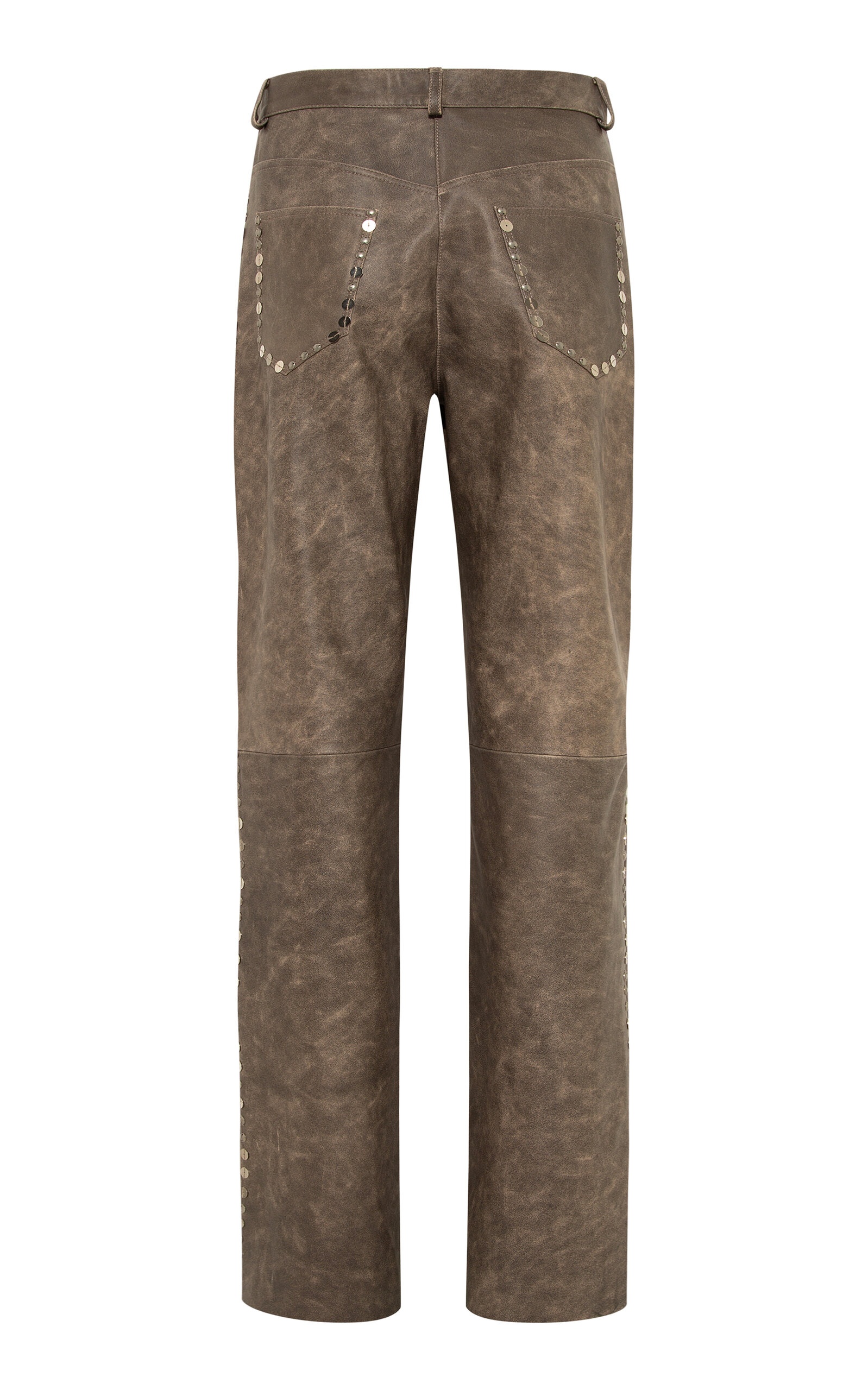 Renas Embellished Leather Flare Pants grey - 3