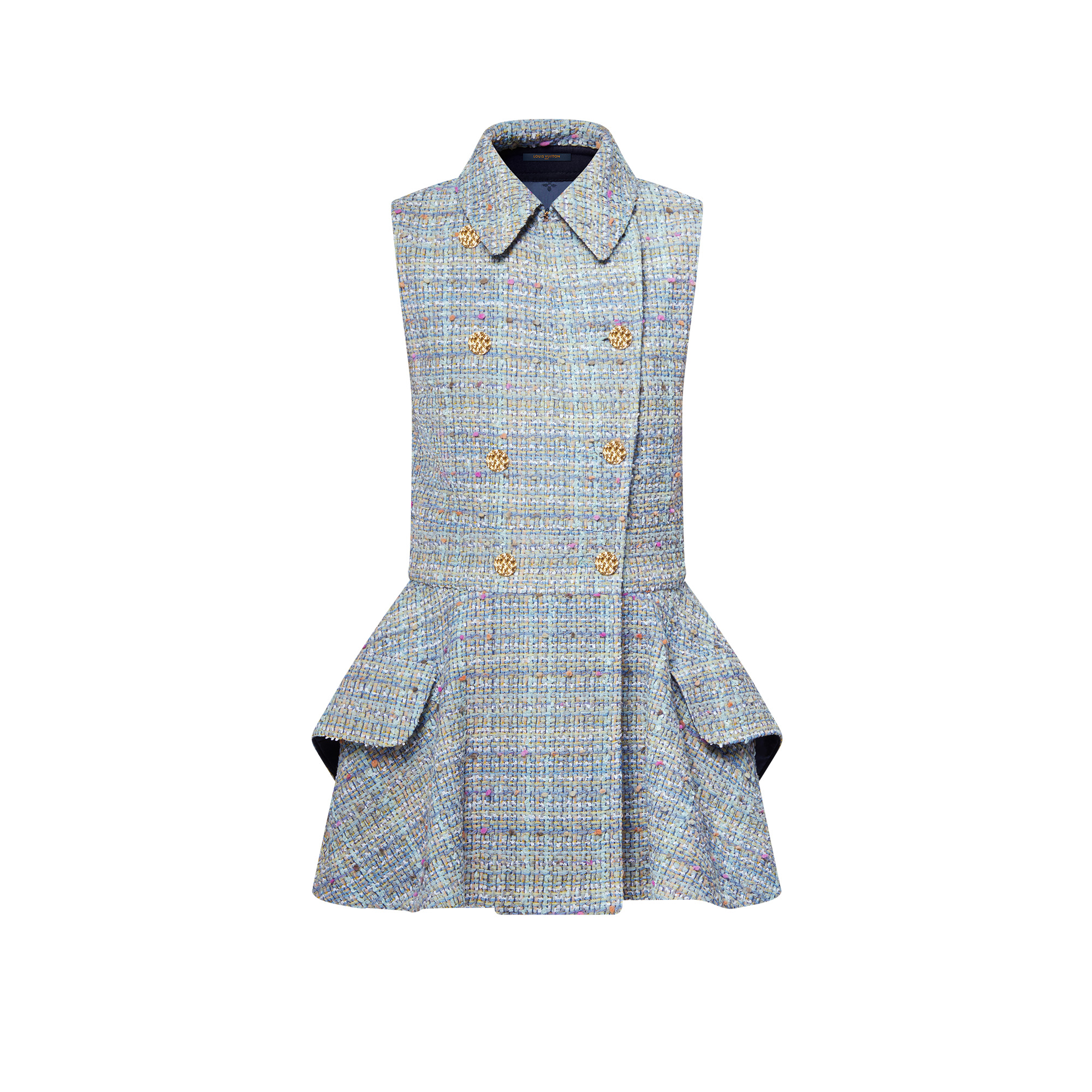Double-Breasted Tweed Mini Dress - 1