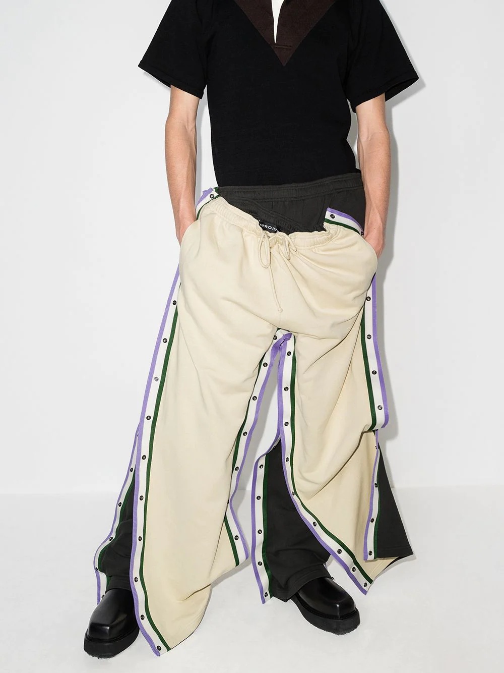 reversible cotton track pants - 4