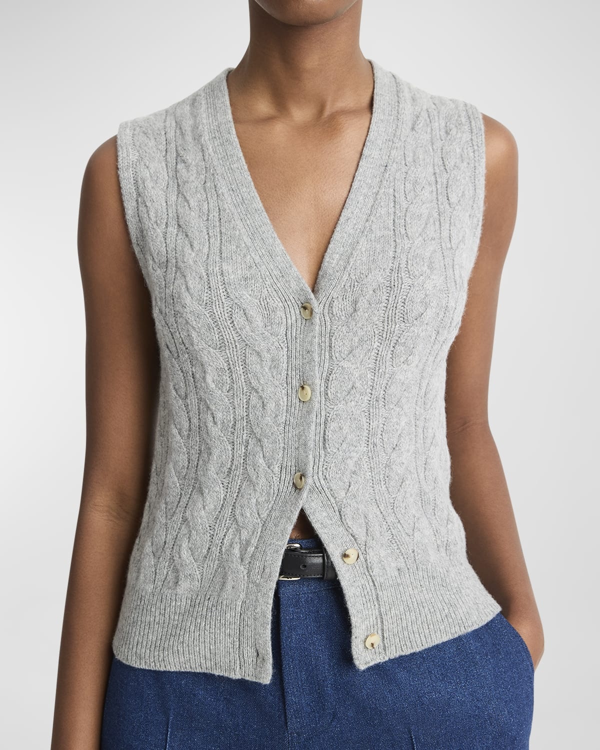 Wool and Cashmere Cable-Knit Vest - 3