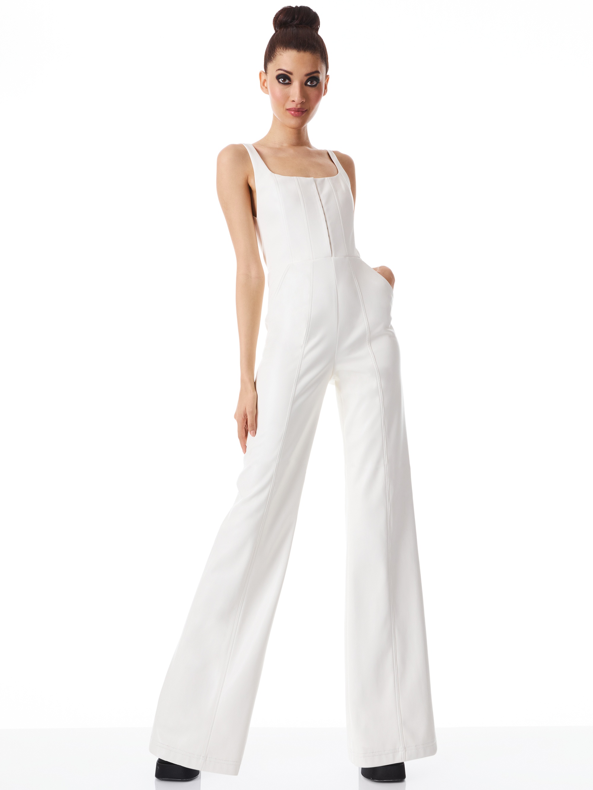 CHELS VEGAN LEATHER CORSET SLEEVELESS JUMPSUIT - 2