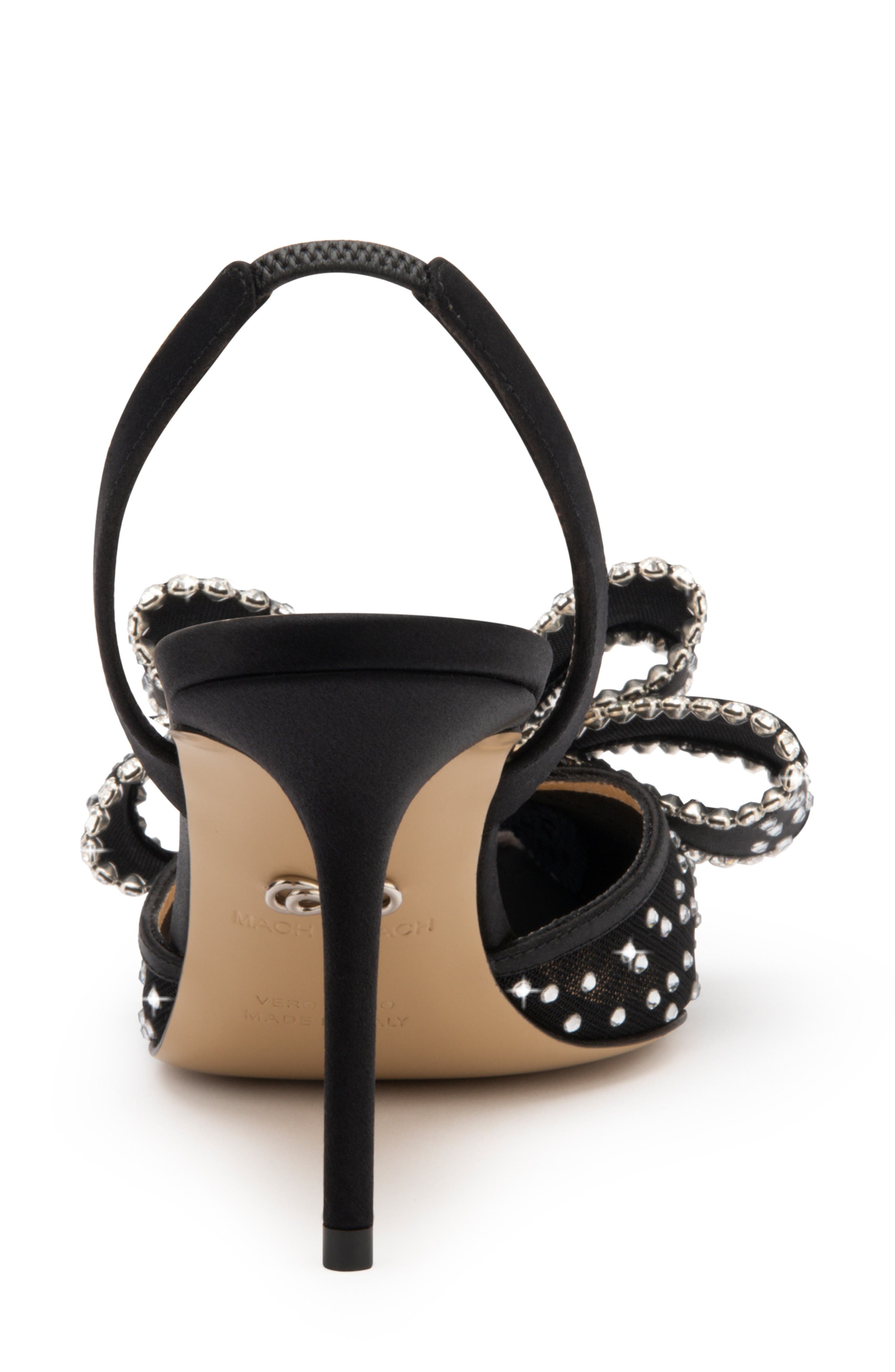 Mach & Mach Le Cadeau Bow Pointed Toe Slingback Pump in Black at Nordstrom - 4