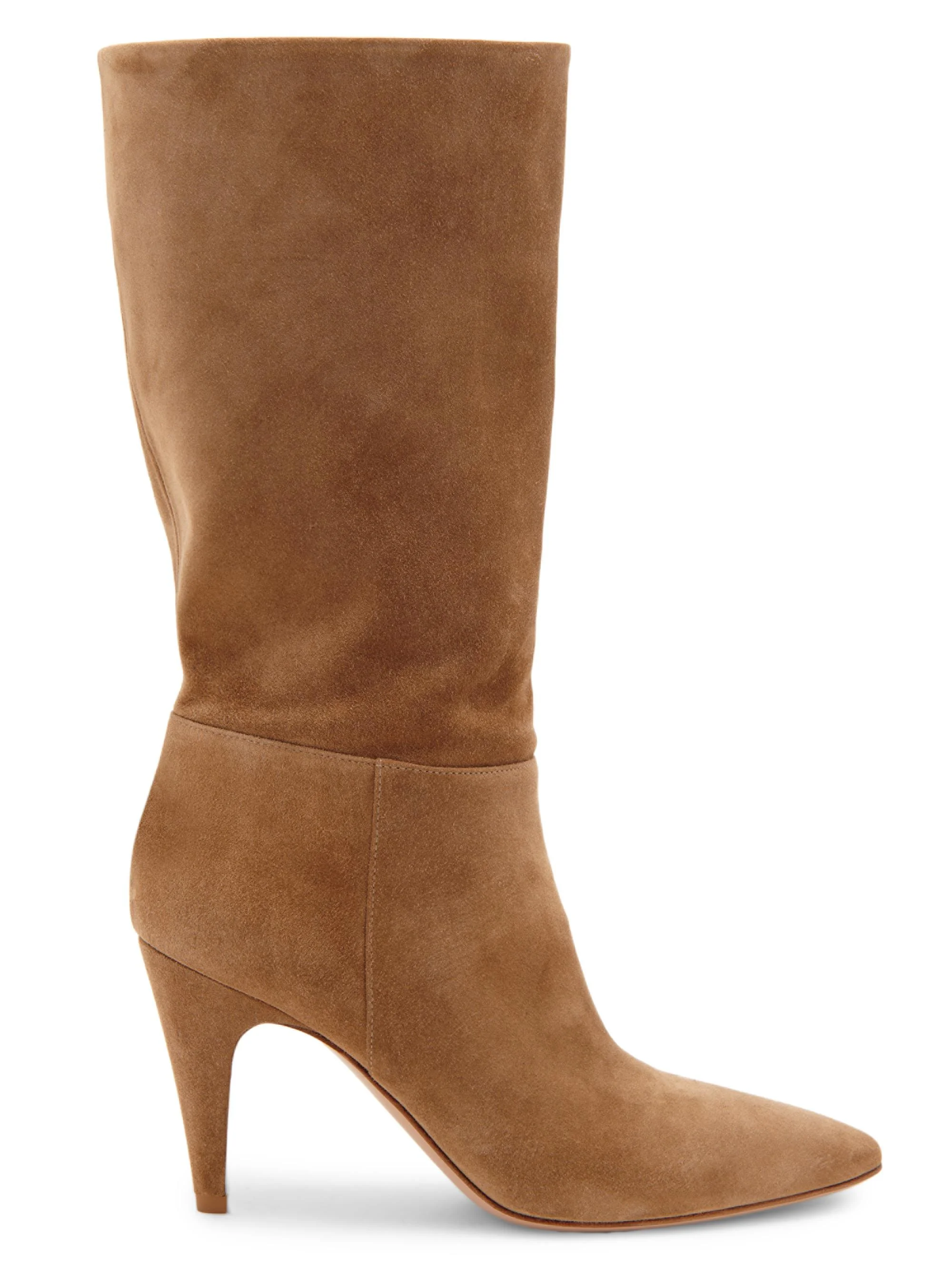 Women's 85MM Suede Stiletto Boots - Camel - 1
