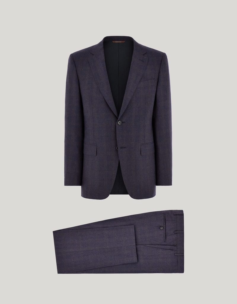 BLUE WOOL AND SILK SUIT WITH SINGLE-BREASTED TWO-BUTTON JACKET 1