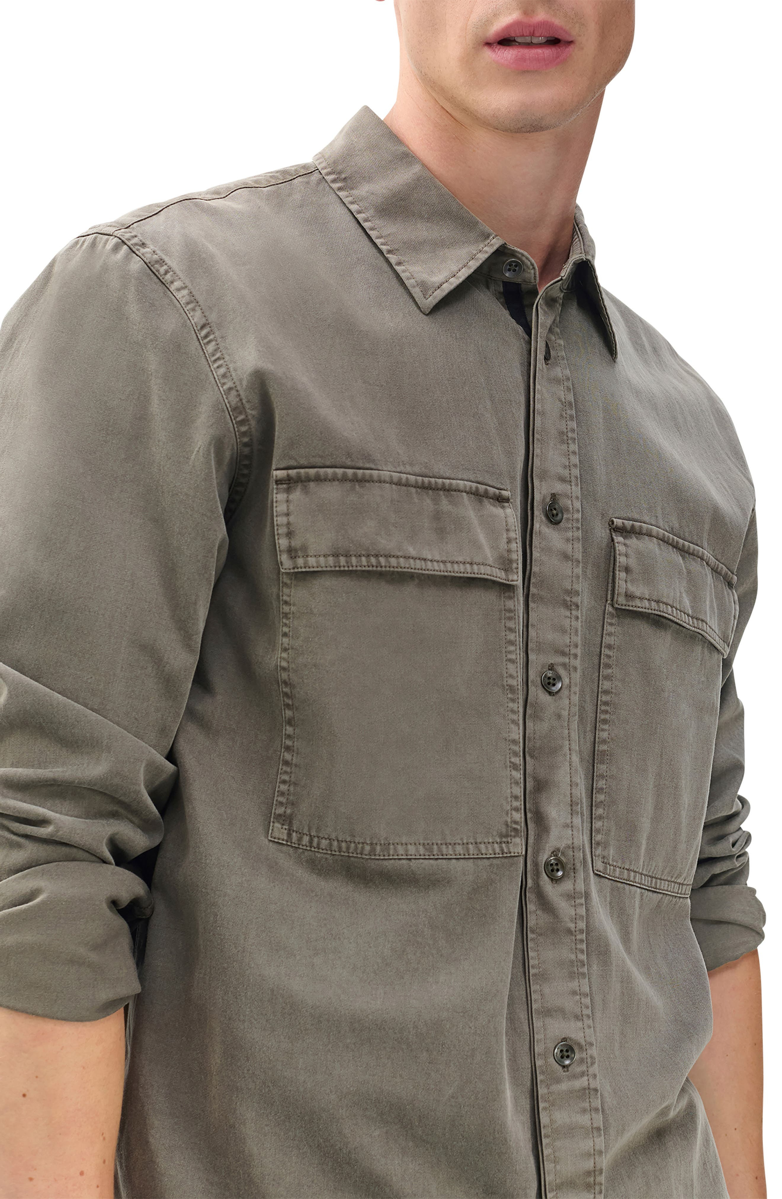 rag & bone Finch Cotton & Lyocell Button-Up Overshirt in Brown at Nordstrom - 6