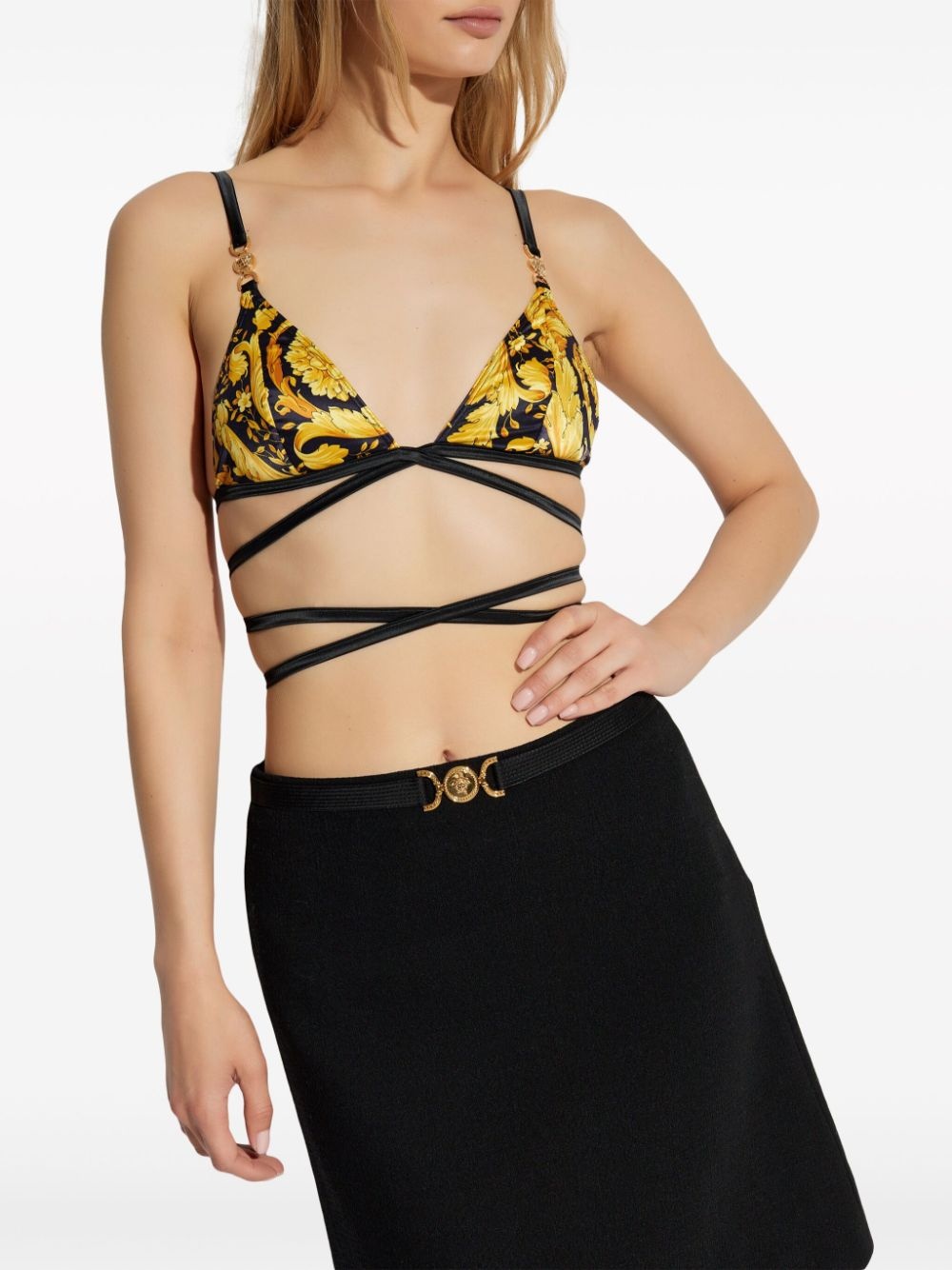Barocco-print cropped top - 4