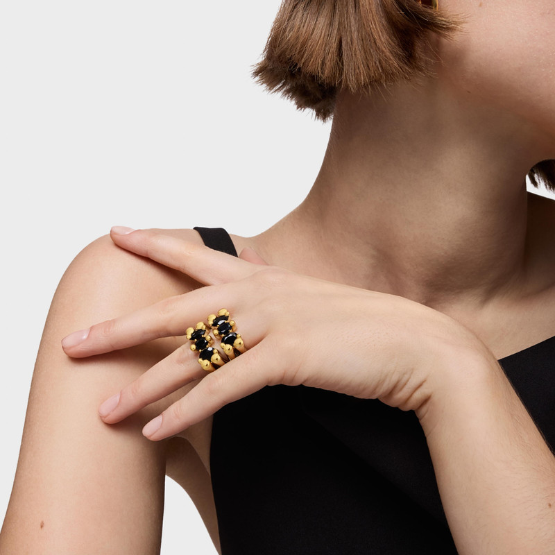 TOUS Medium 18K gold vermeil and onyx bear motif Ring Color Bear outlook