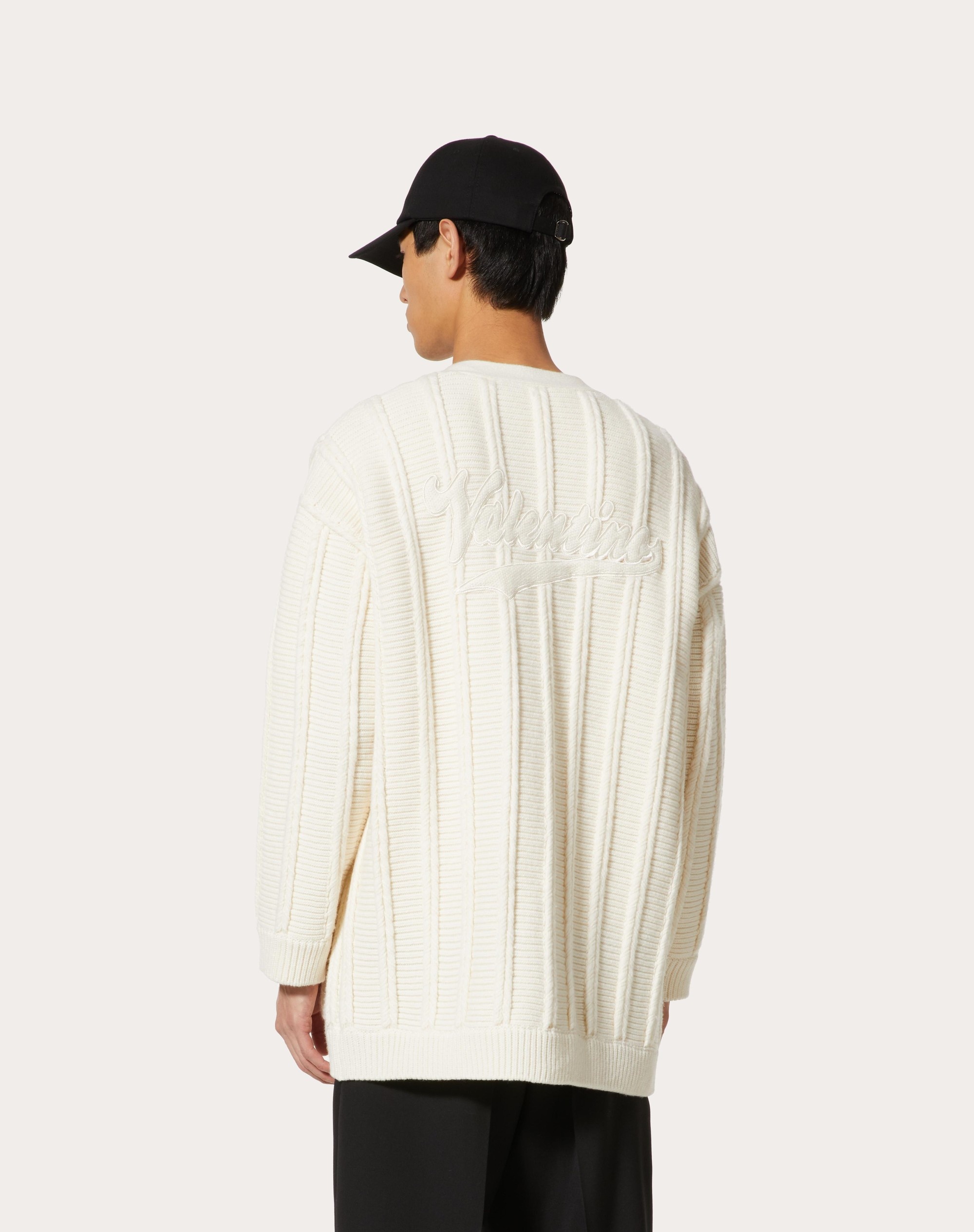 WOOL CARDIGAN WITH VALENTINO PATCH - 4