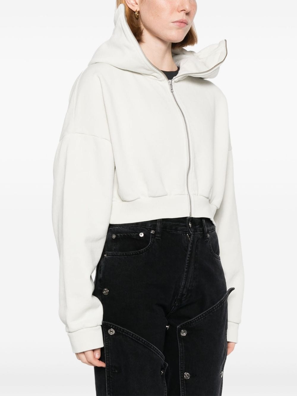 cropped zipped hoodie - 3