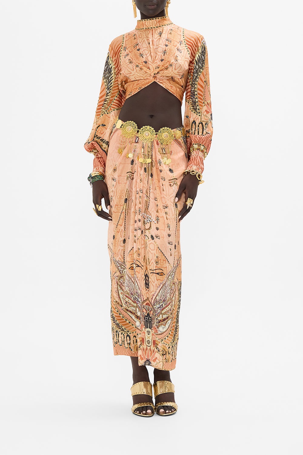DRAPE FRONT SKIRT WITH SPLIT - 7