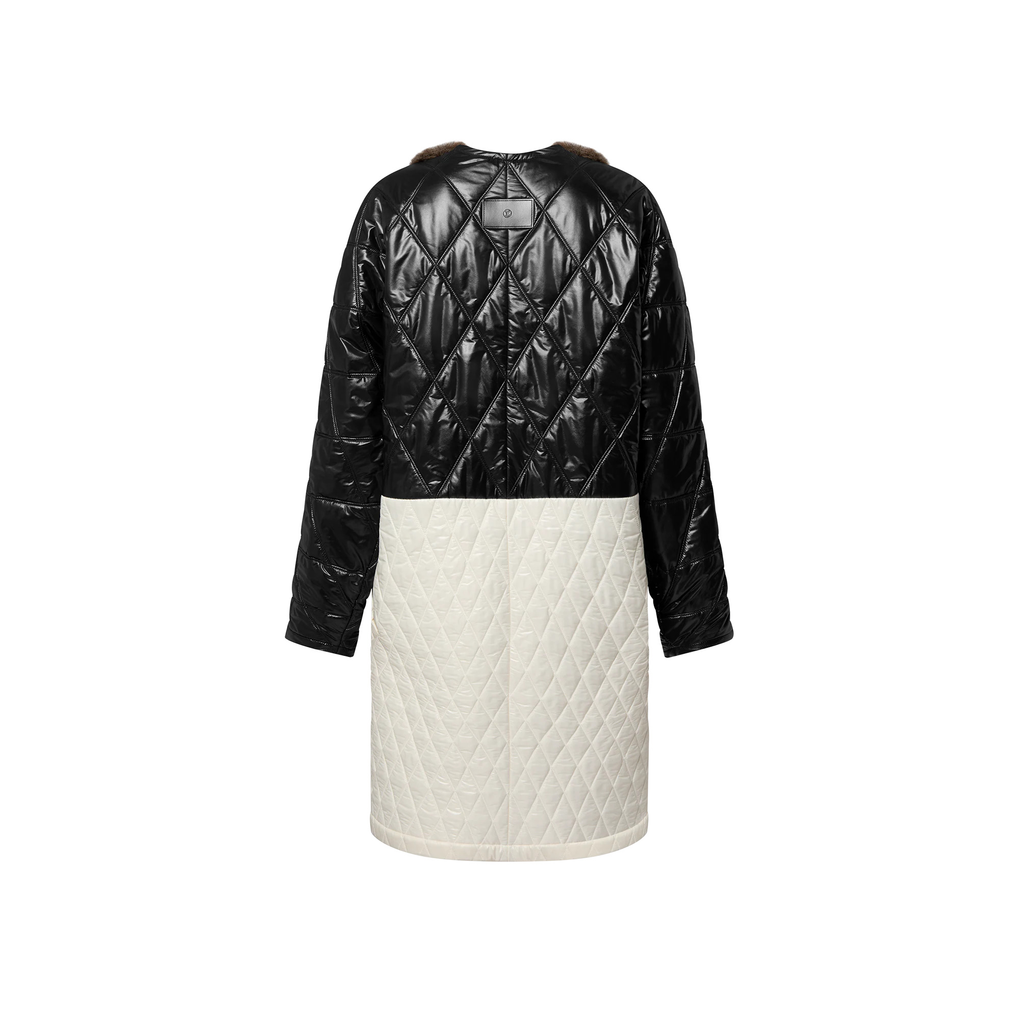 Faux Fur Insert Quilted Malletage Coat - 3