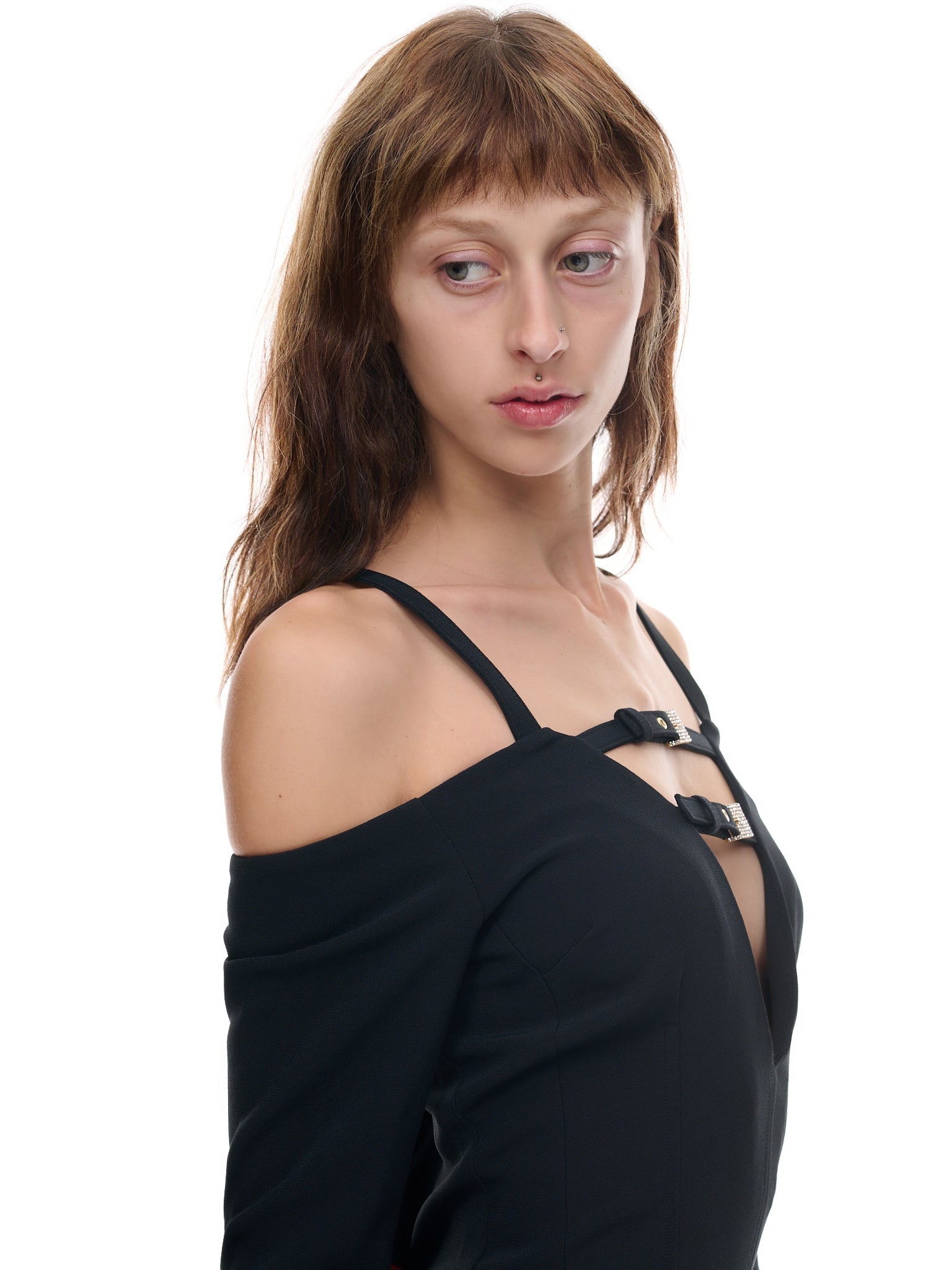 Open Shoulder Strap Dress - 6