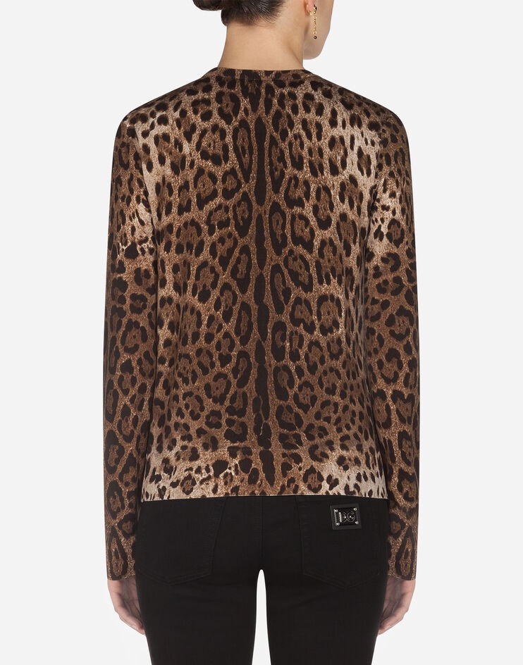 Woolen cardigan with leopard print - 2