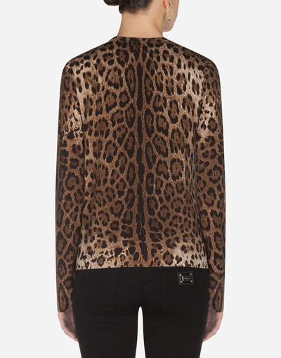 Dolce & Gabbana Woolen cardigan with leopard print outlook