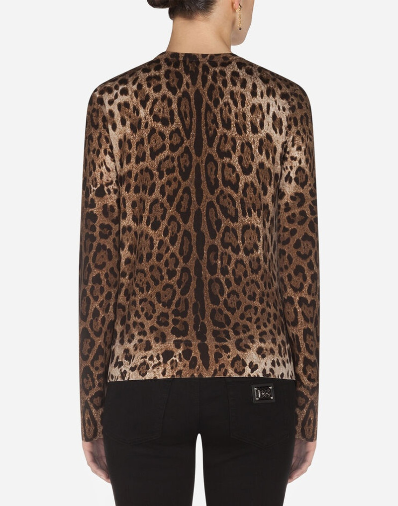 Dolce & Gabbana Woolen cardigan with leopard print outlook