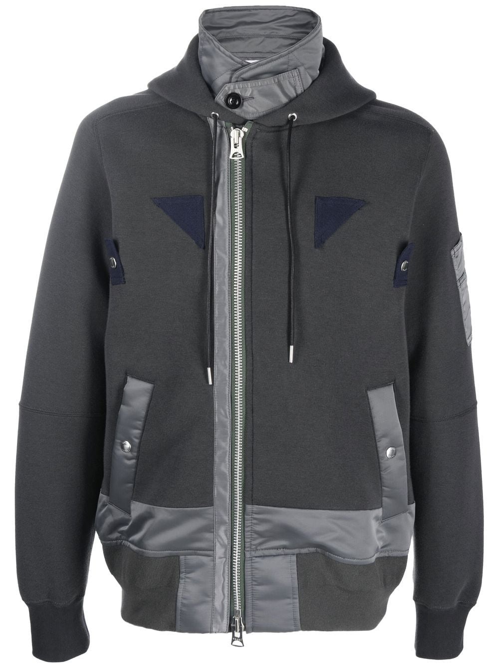 panelled hooded bomber jacket - 1