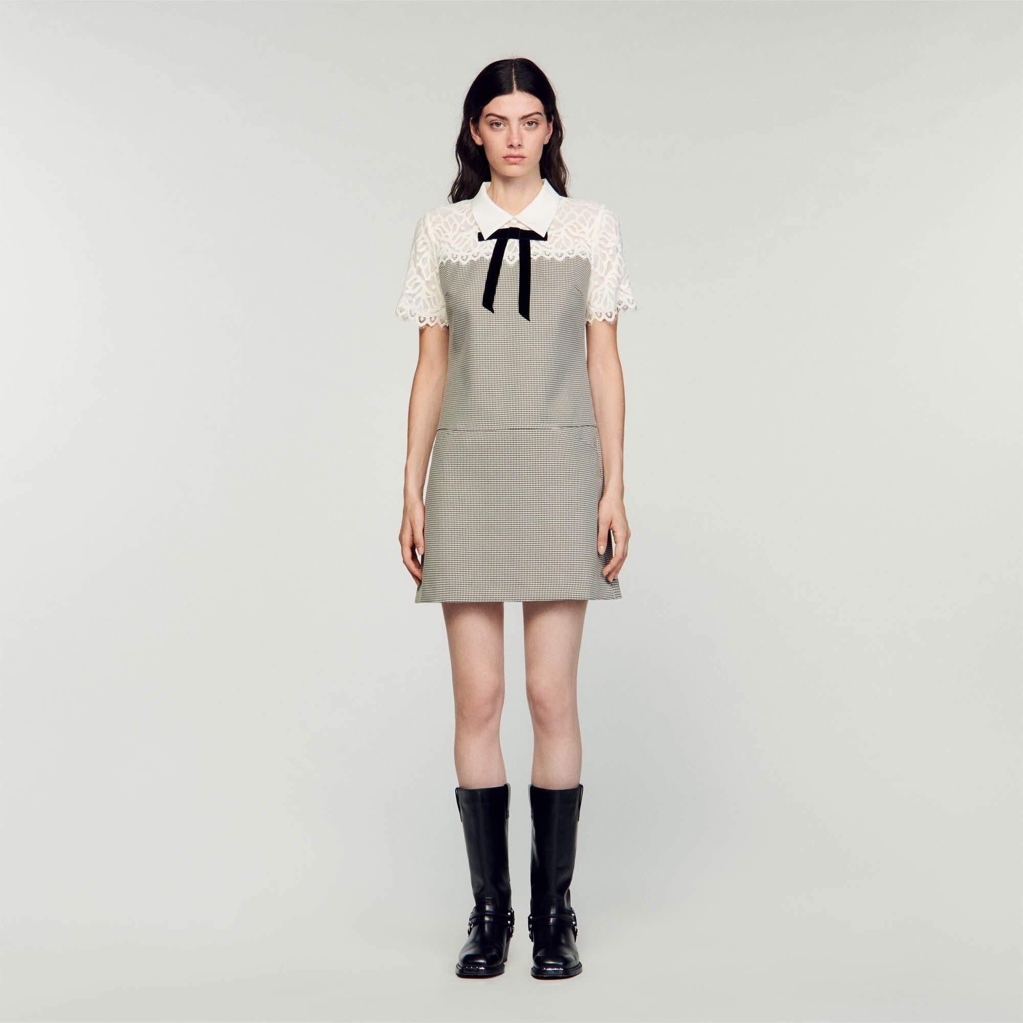 TWO-MATERIAL SHORT DRESS - 3