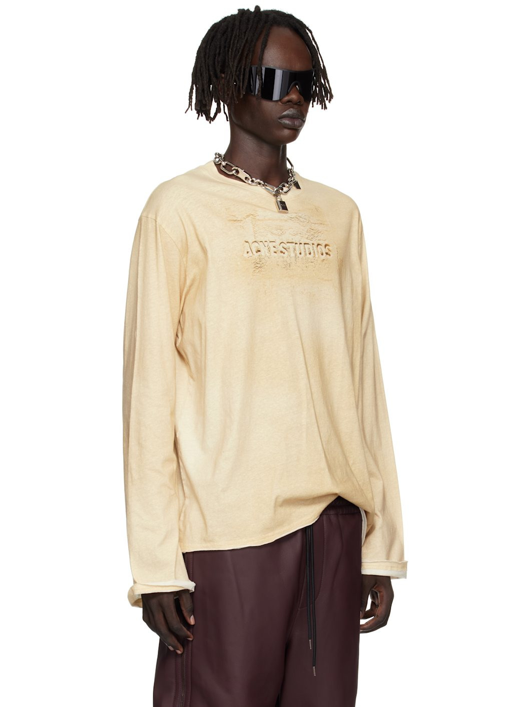 Beige Long Sleeve Logo T-shirt - 2