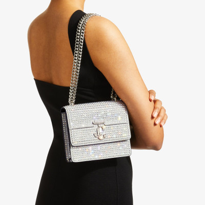JIMMY CHOO Varenne Quad XS
Silver Suede Shoulder Bag with Crystal Embellishment outlook