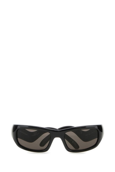 BALENCIAGA Black acetate Hamptons Rectangle sunglasses outlook
