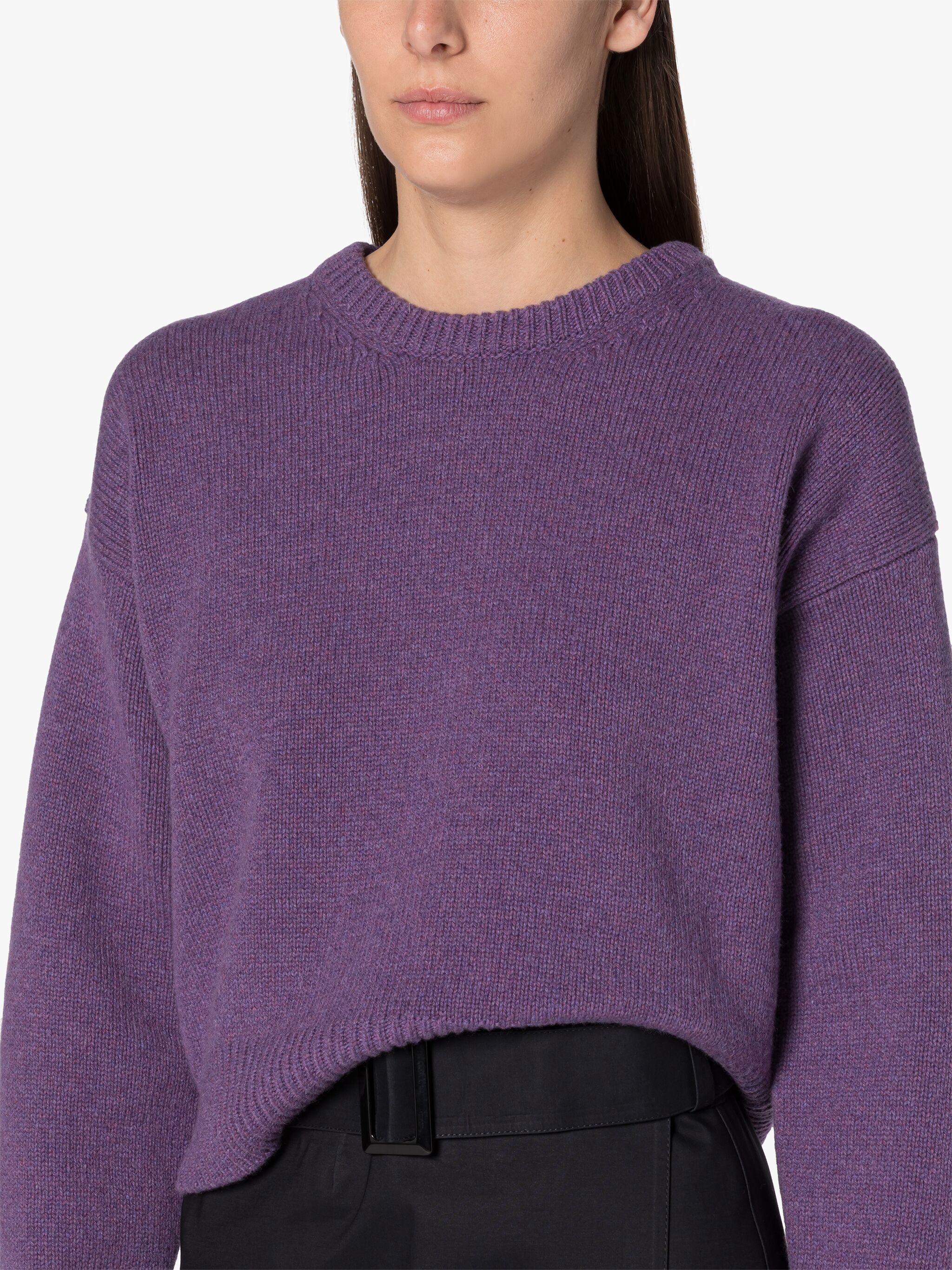 KAYLEIGH PURPLE WOOL CREWNECK SWEATER - 4