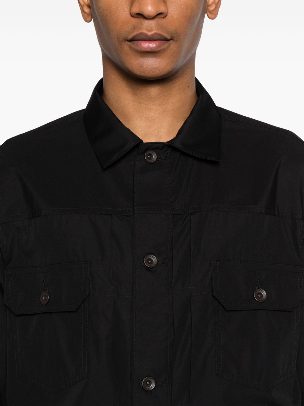 poplin-texture shirt jacket - 5