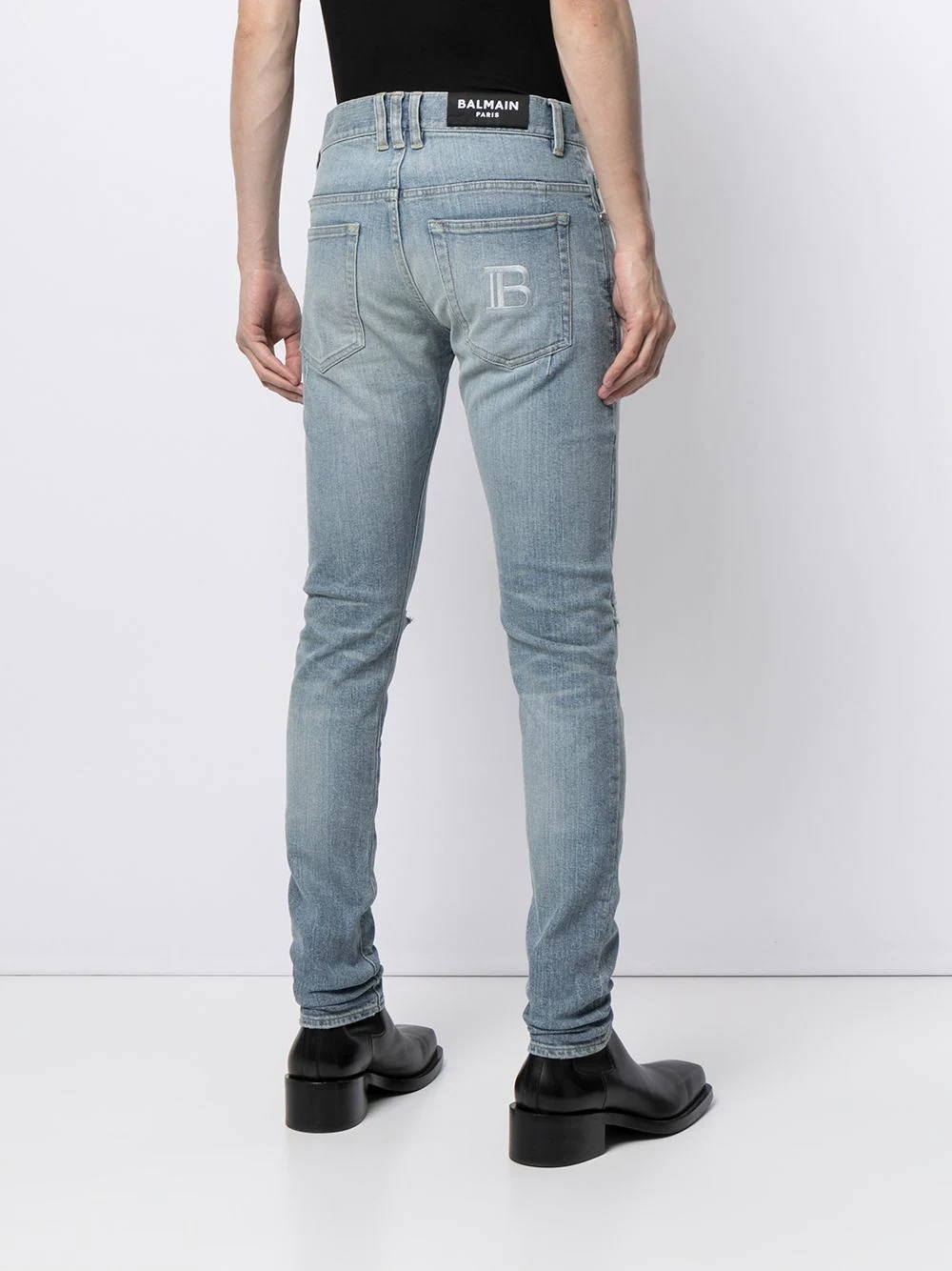 embroidered logo skinny jeans - 4