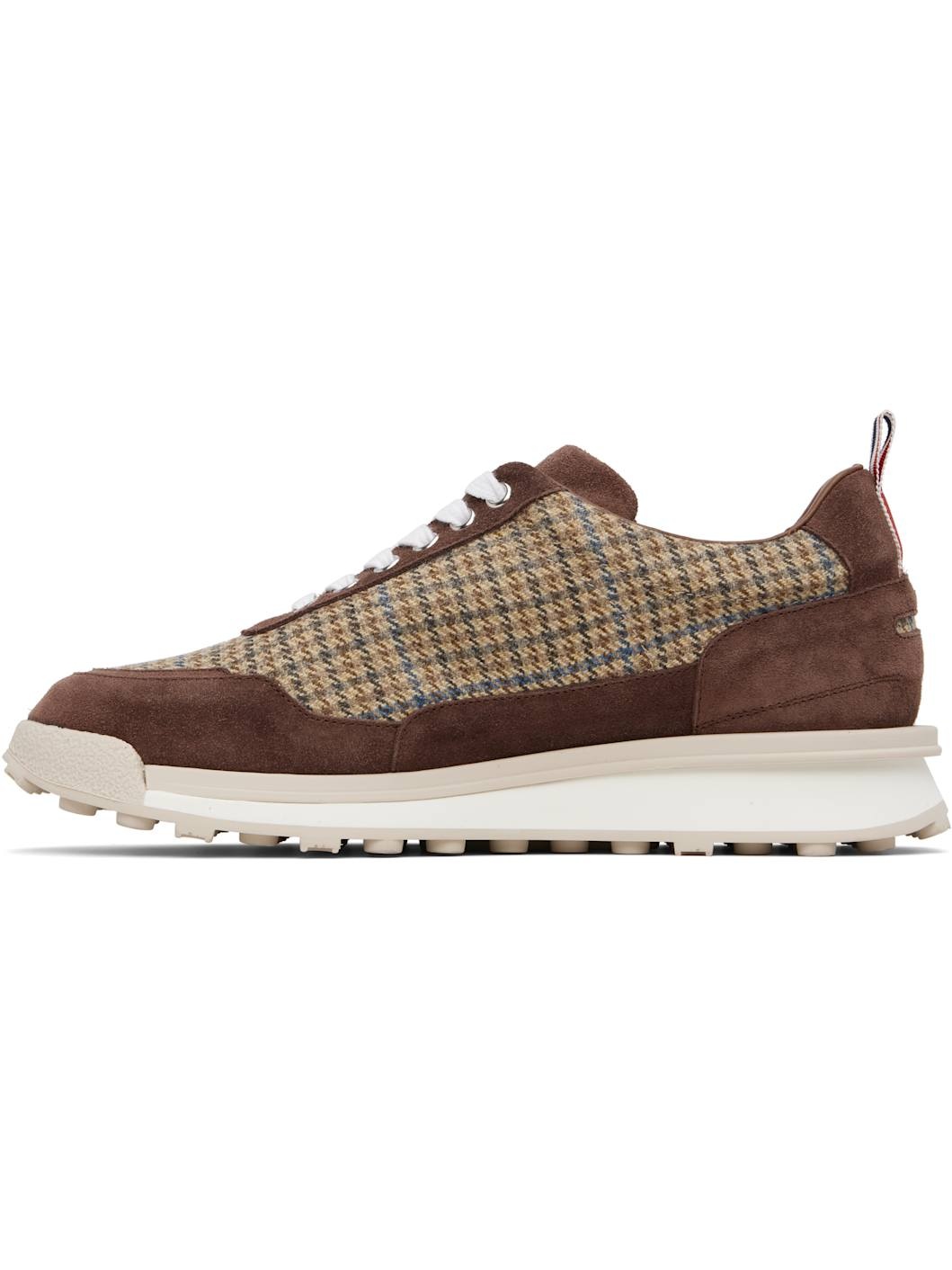 Brown & Beige Gunclub Check Tweed Alumni Sneakers - 3