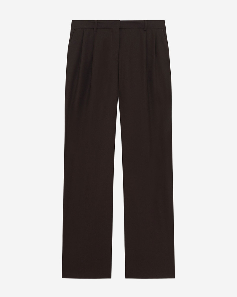 BROWN WOOL BLEND WIDE-LEG TAILORED PANTS 1