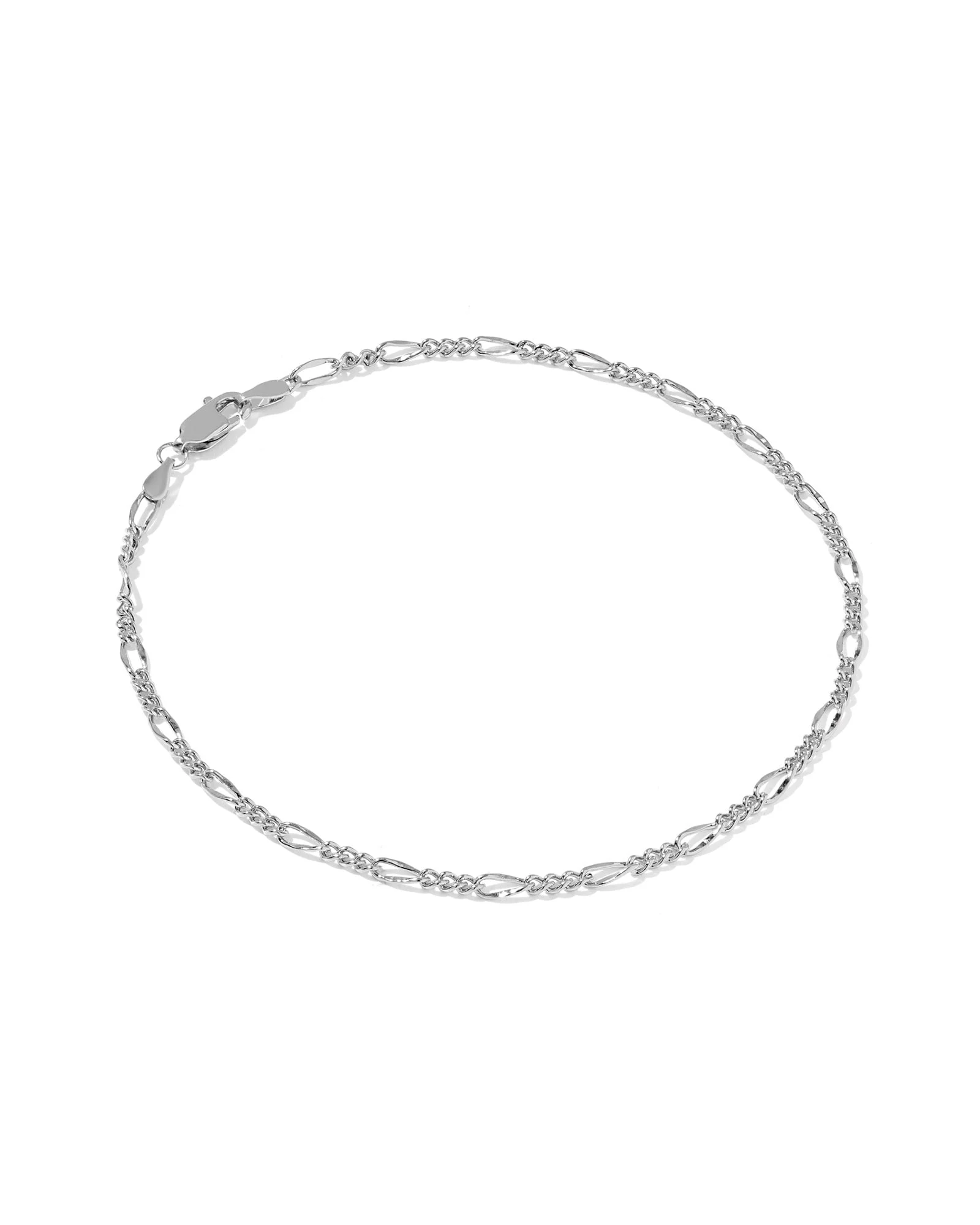 Thin Figaro Oxidized Sterling Silver Chain Bracelet - 1