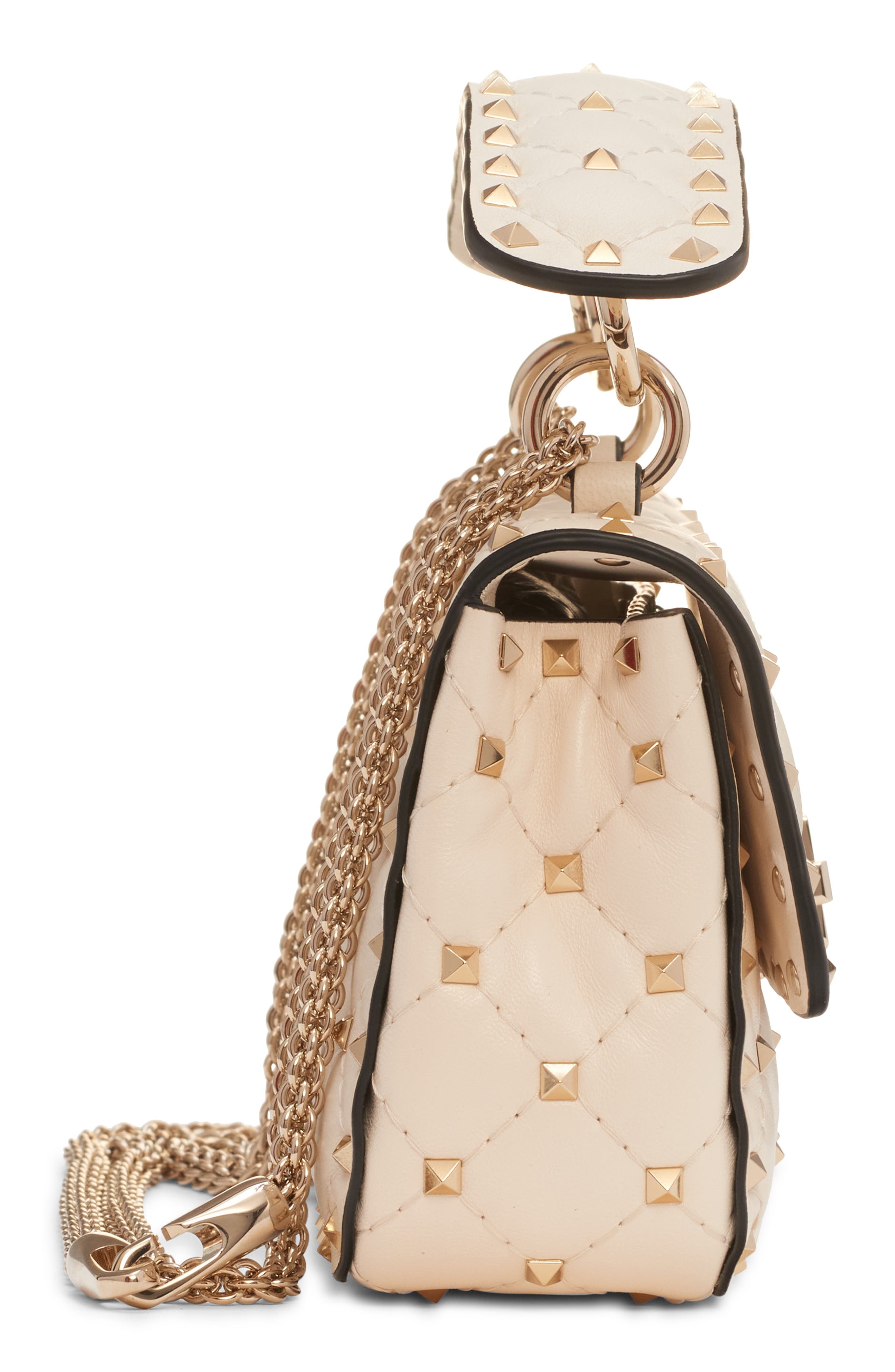 Valentino Garavani Small Rockstud Spike Leather Shoulder Bag in Light Ivory at Nordstrom - 6