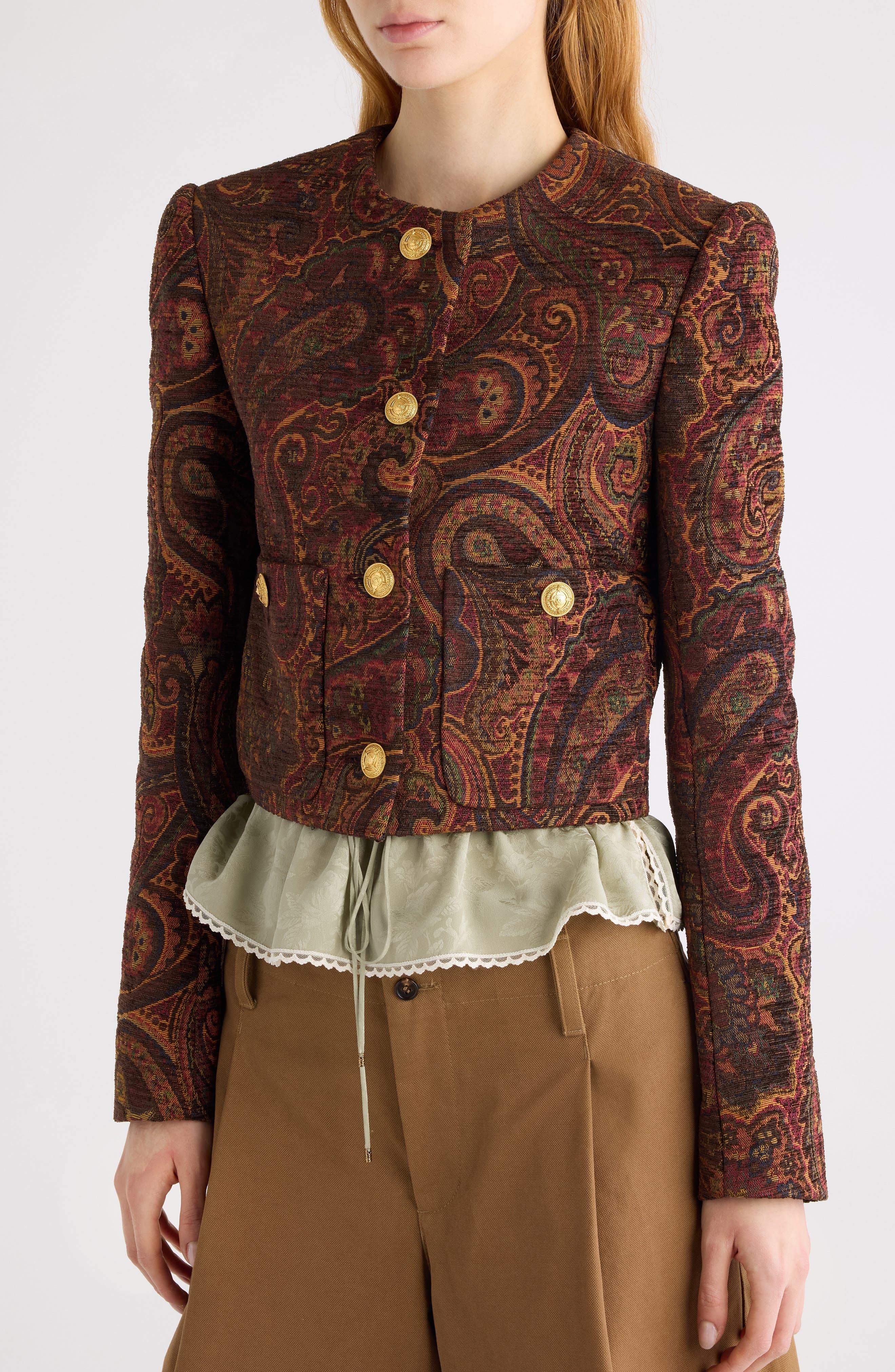 Chloé Paisley Tapestry Jacquard Jacket in Red Multi at Nordstrom - 5