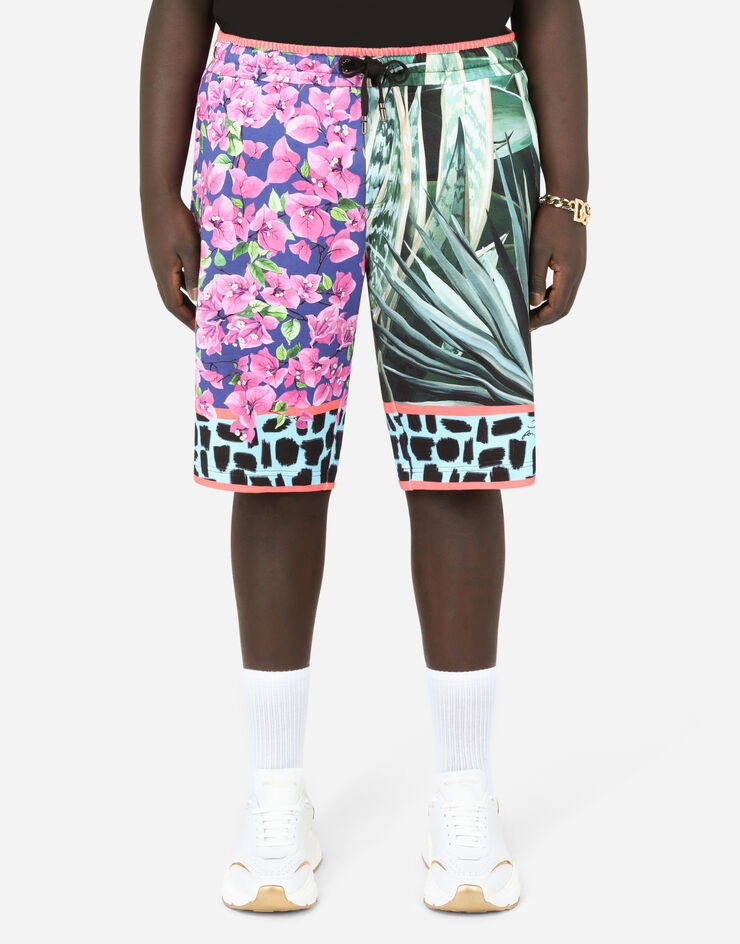 Jersey jogging shorts with jungle mix print - 3