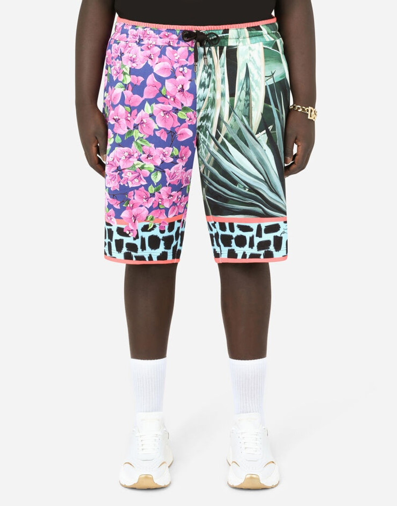 Jersey jogging shorts with jungle mix print 3