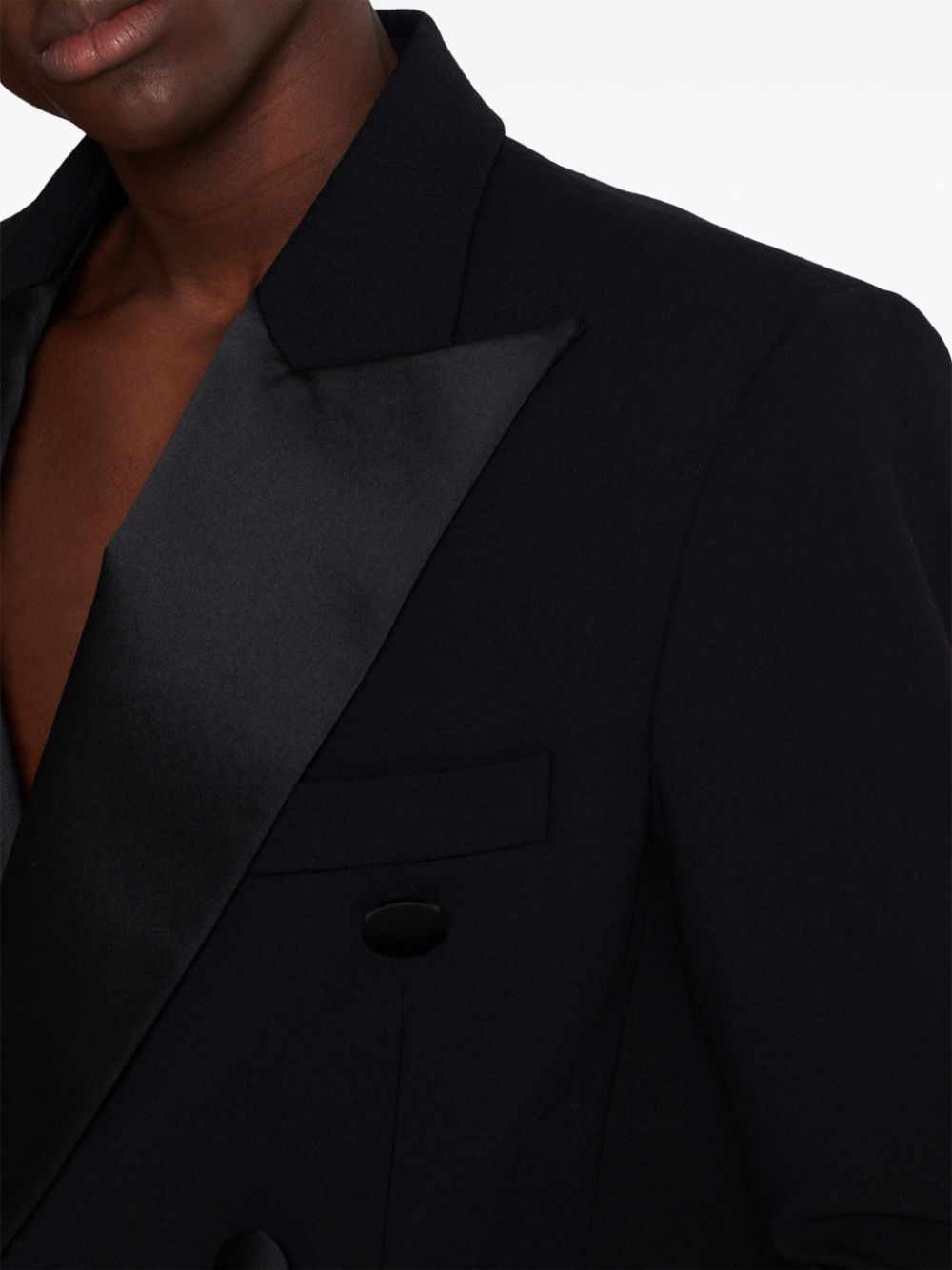 satin-lapel crepe blazer - 7