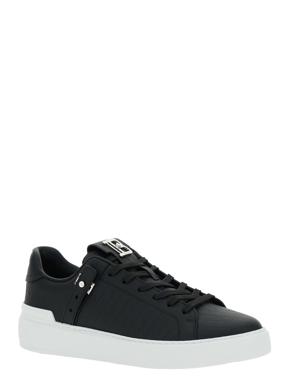 Balmain Men 'B-Court B-Buzz' Black Low Sneakers With Diamond Motif And Logo Patch On The Tongue In L - 2