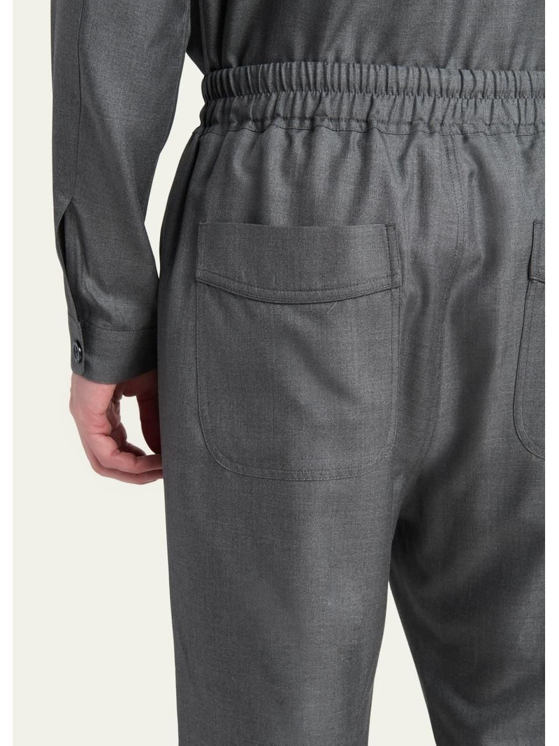 Men's Dyed Yarn Silk Melange Light Pants 5