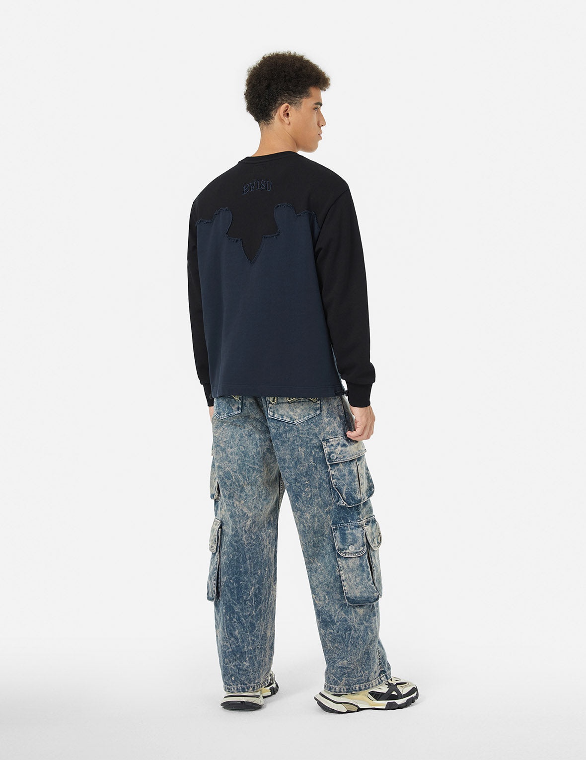 Deconstructed Contrast Relax Fit Sweatshirt - 3