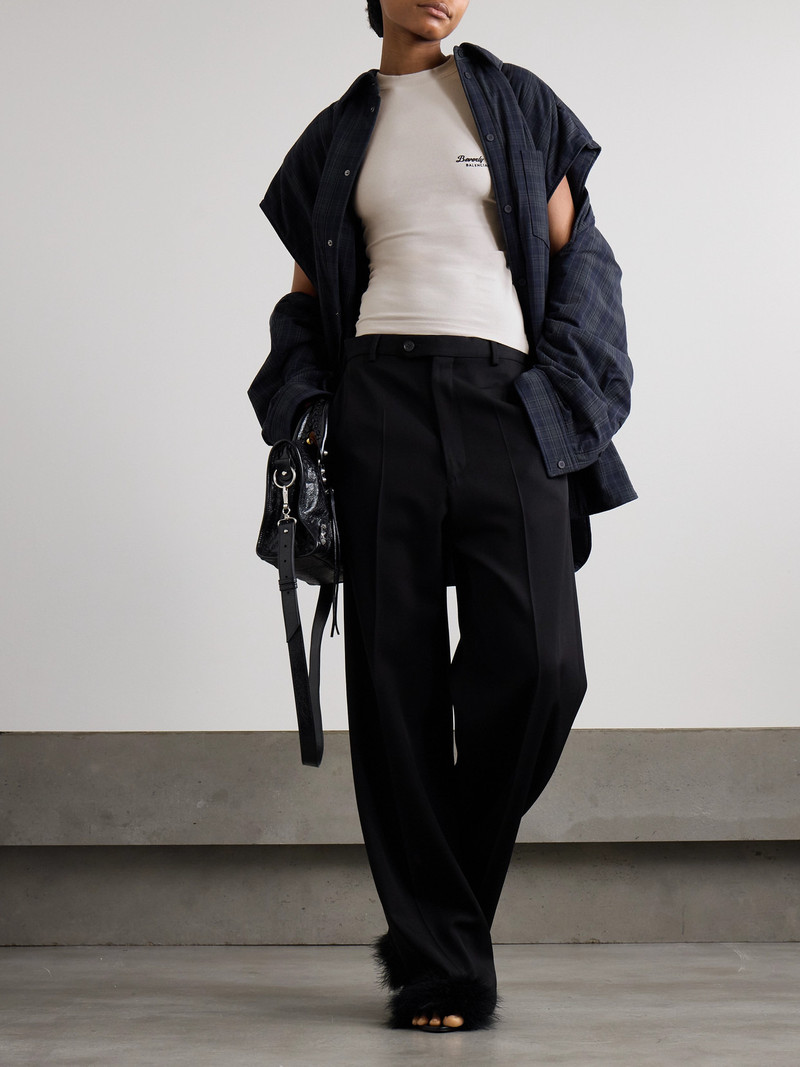 BALENCIAGA Embroidered Stretch-cotton T-shirt outlook