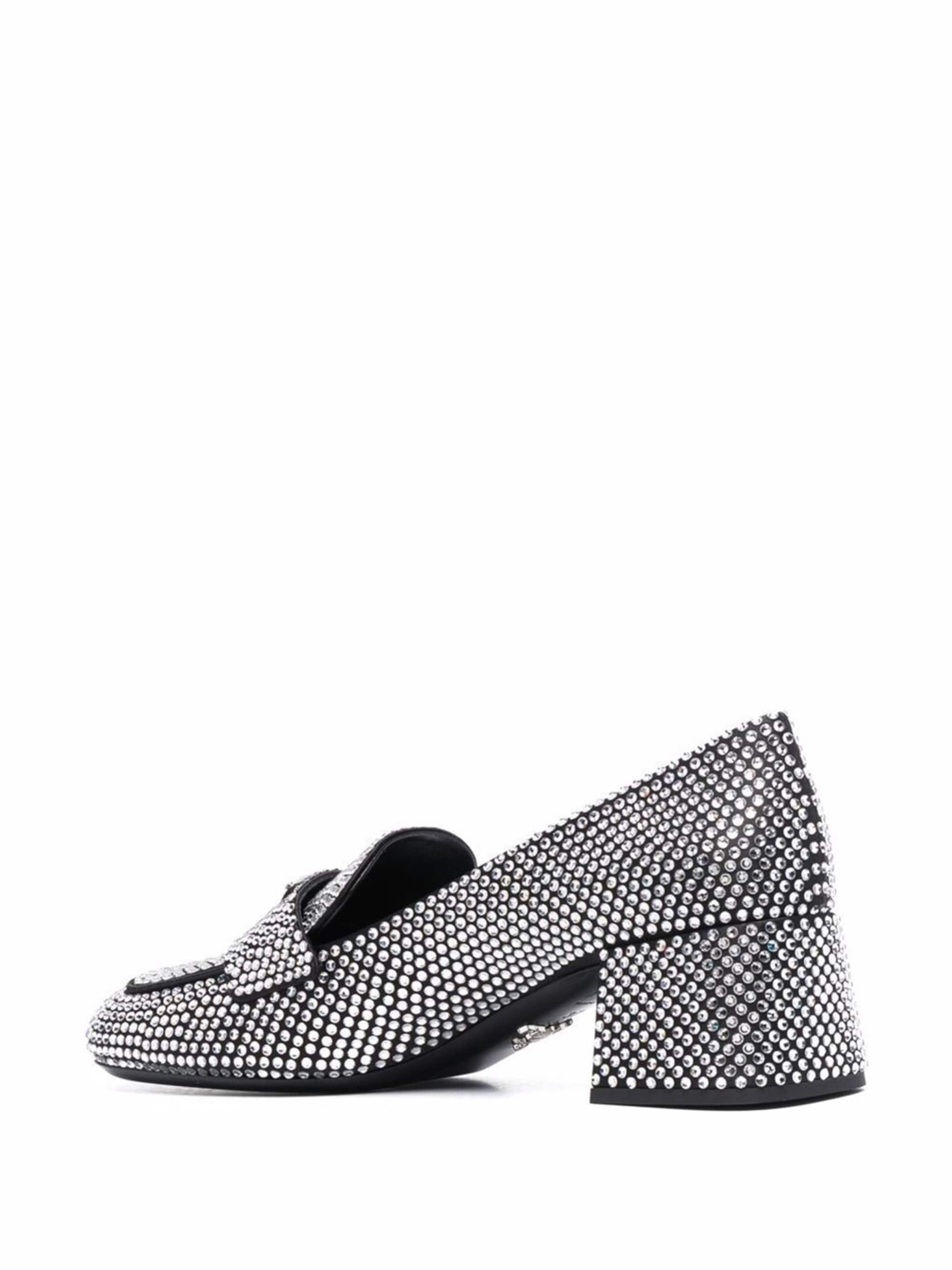 crystal-embellished logo-plaque loafer pumps - 3