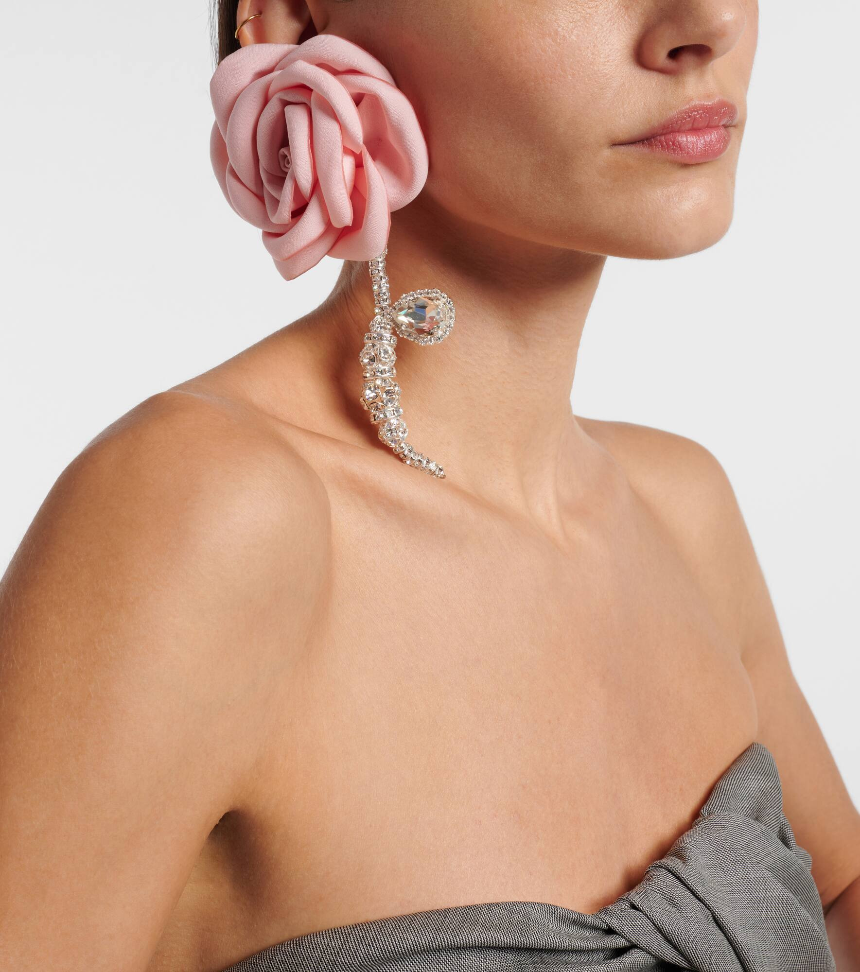 Embellished gold-plated single earring - 3