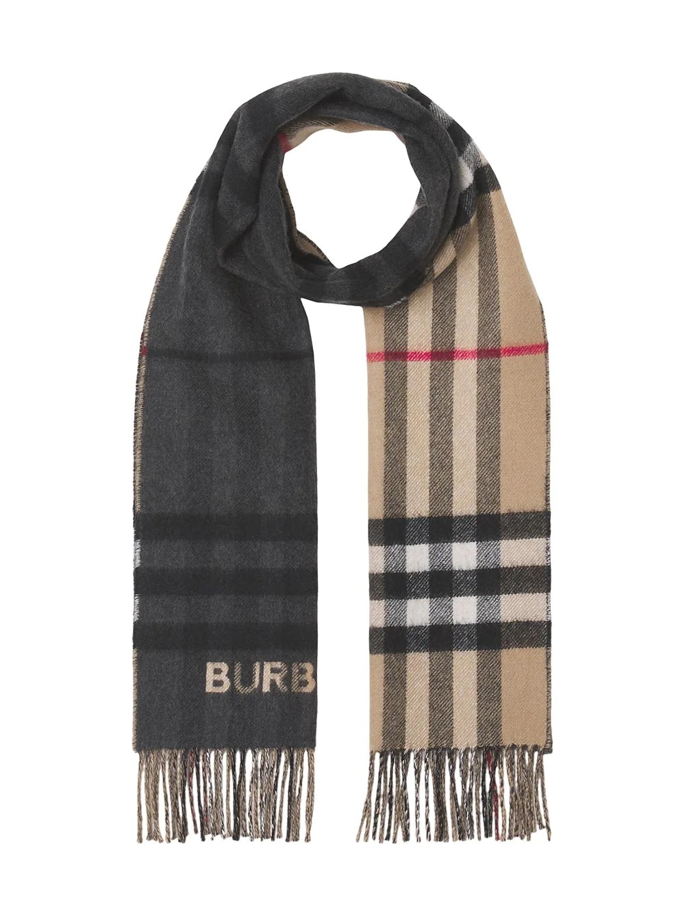 contrast-check cashmere scarf - 1