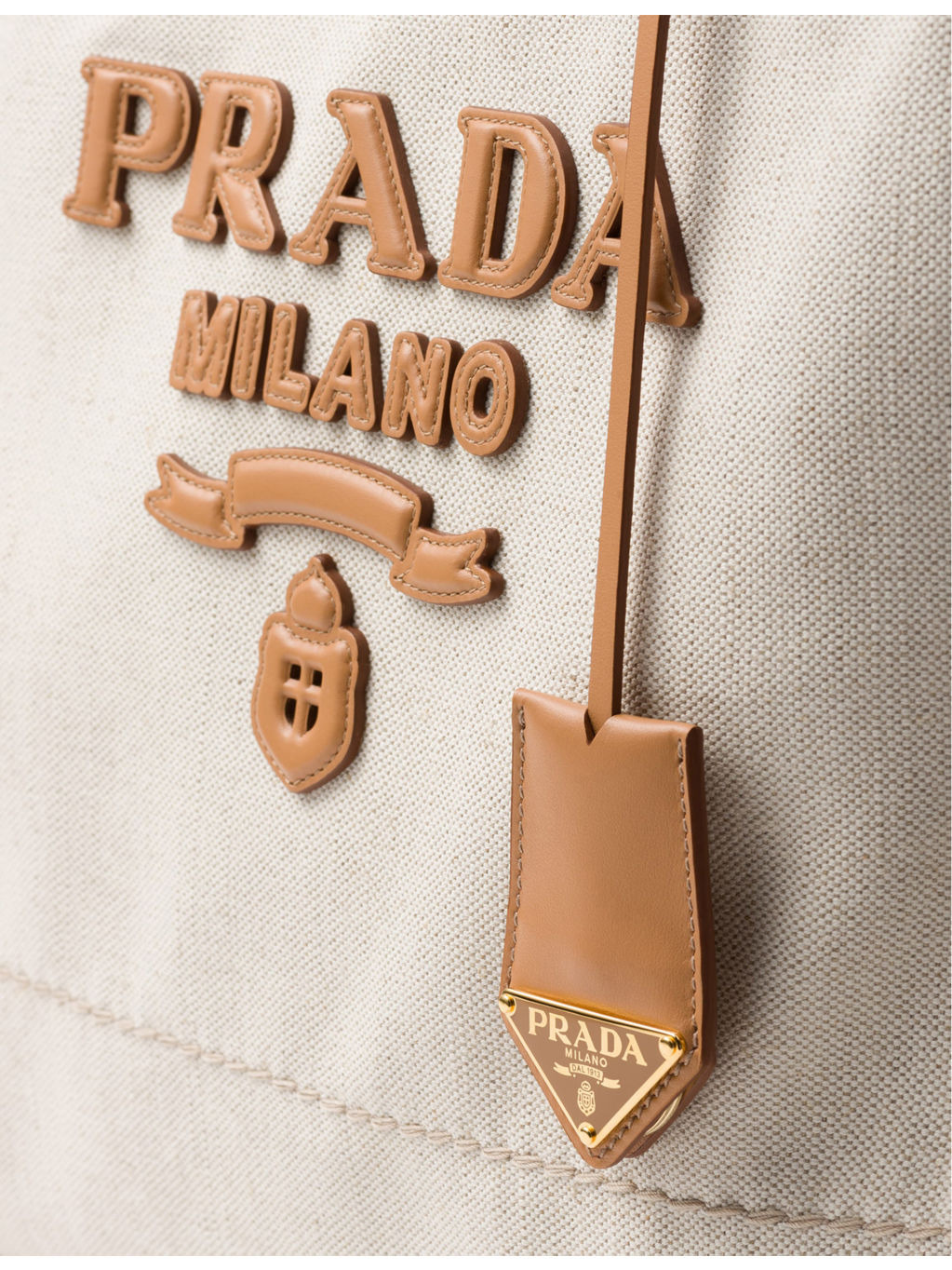 Brand-typography large linen-blend tote bag - 3