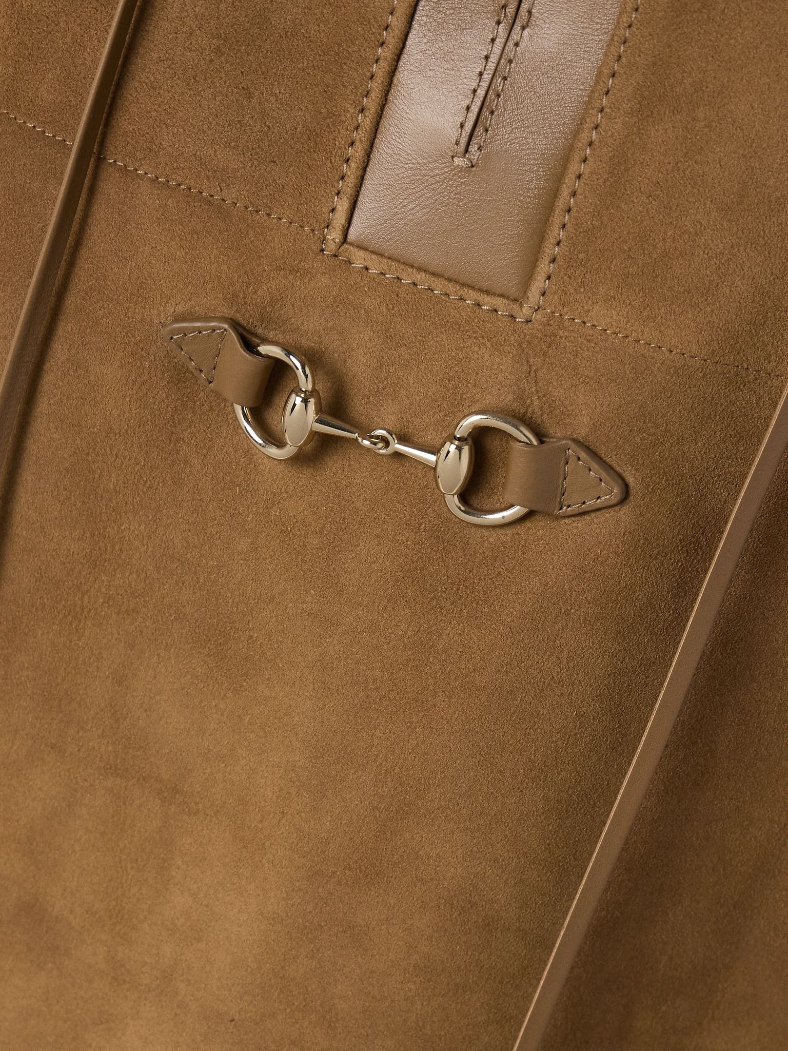 Horsebit-detailed leather-trimmed suede mini dress Brown - 4