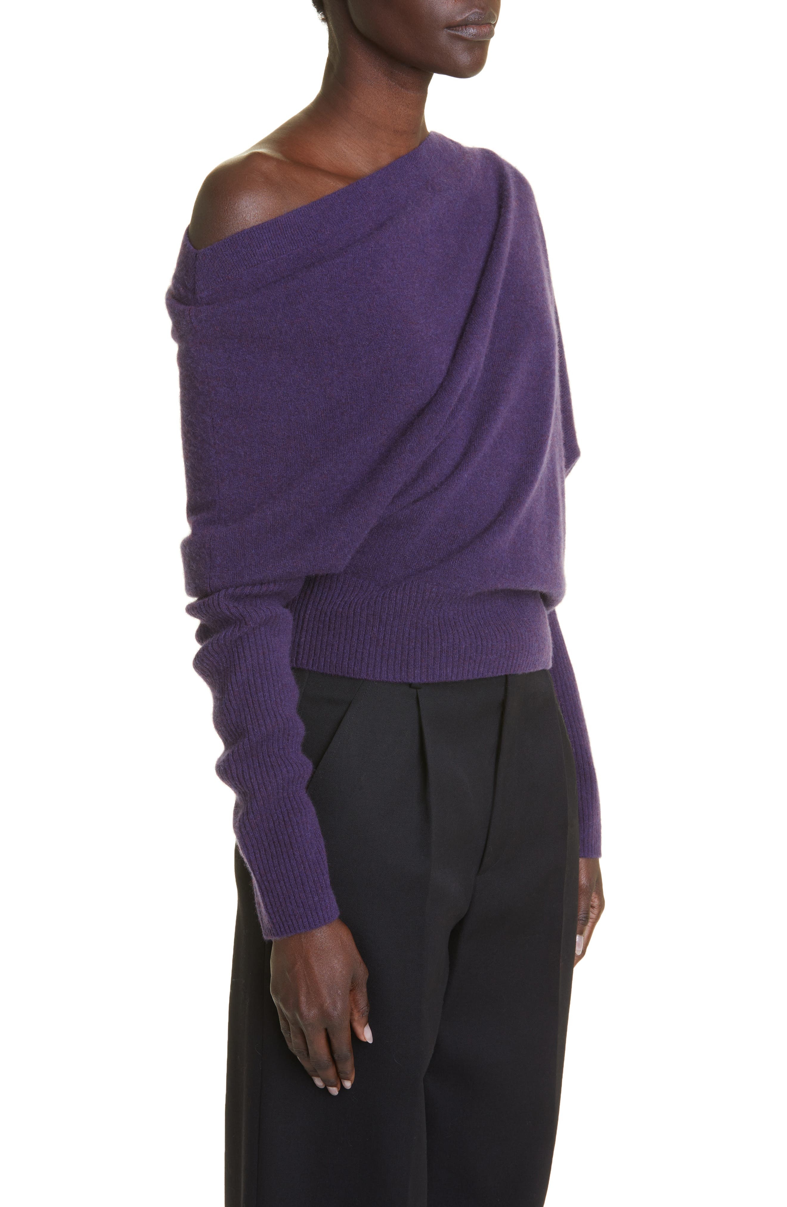 Altuzarra Paxi One-Shoulder Cashmere Sweater in Deep Amethyst at Nordstrom, Size Small - 3