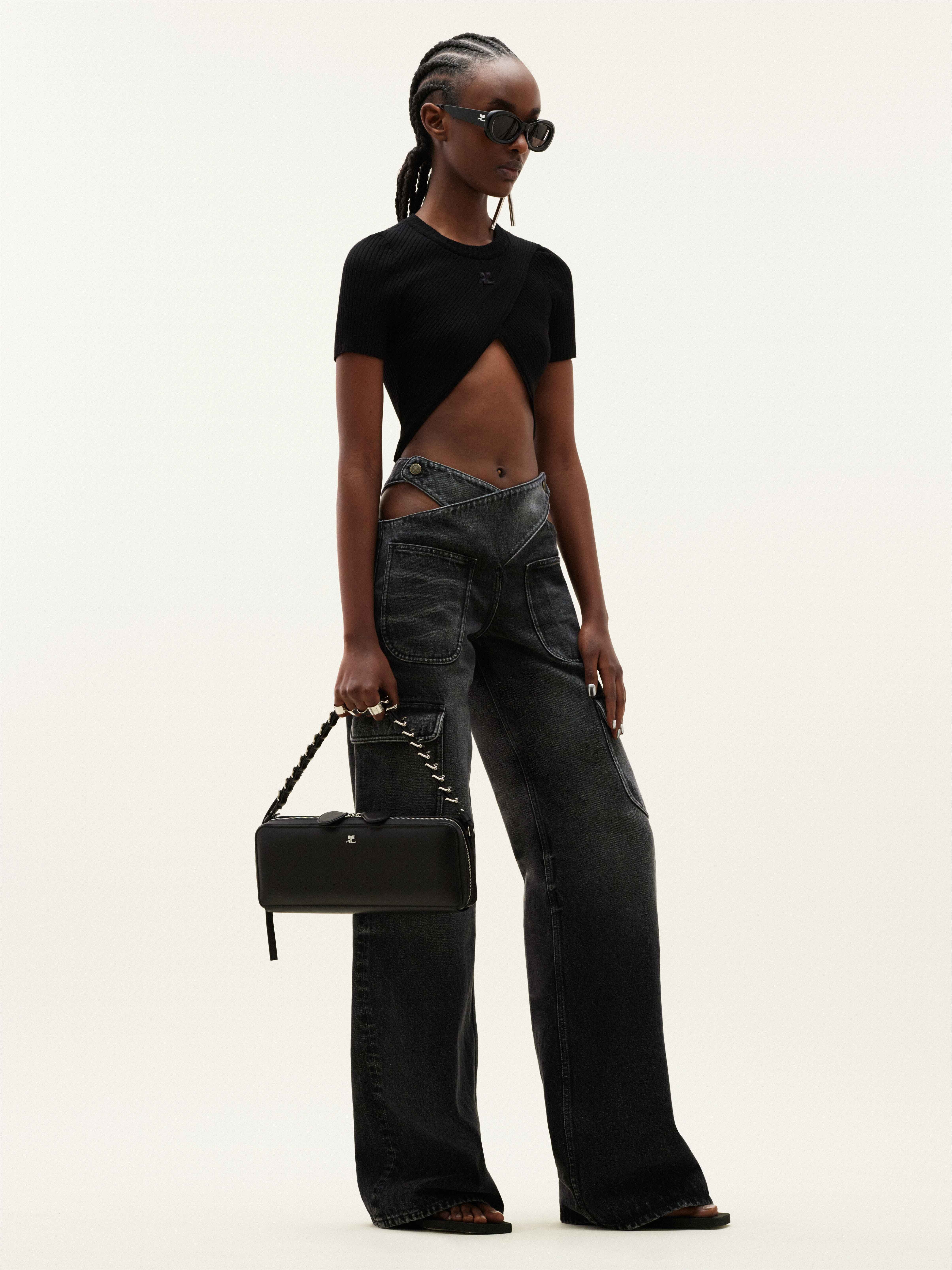 BAGGY CRISS CROSS DENIM TROUSERS - 3